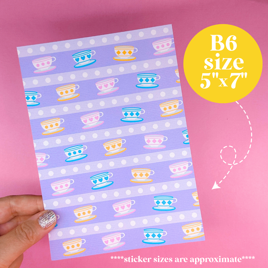 Journaling Paper Sticker - 5x7 Full Page Background Stickers (Fantasyland)