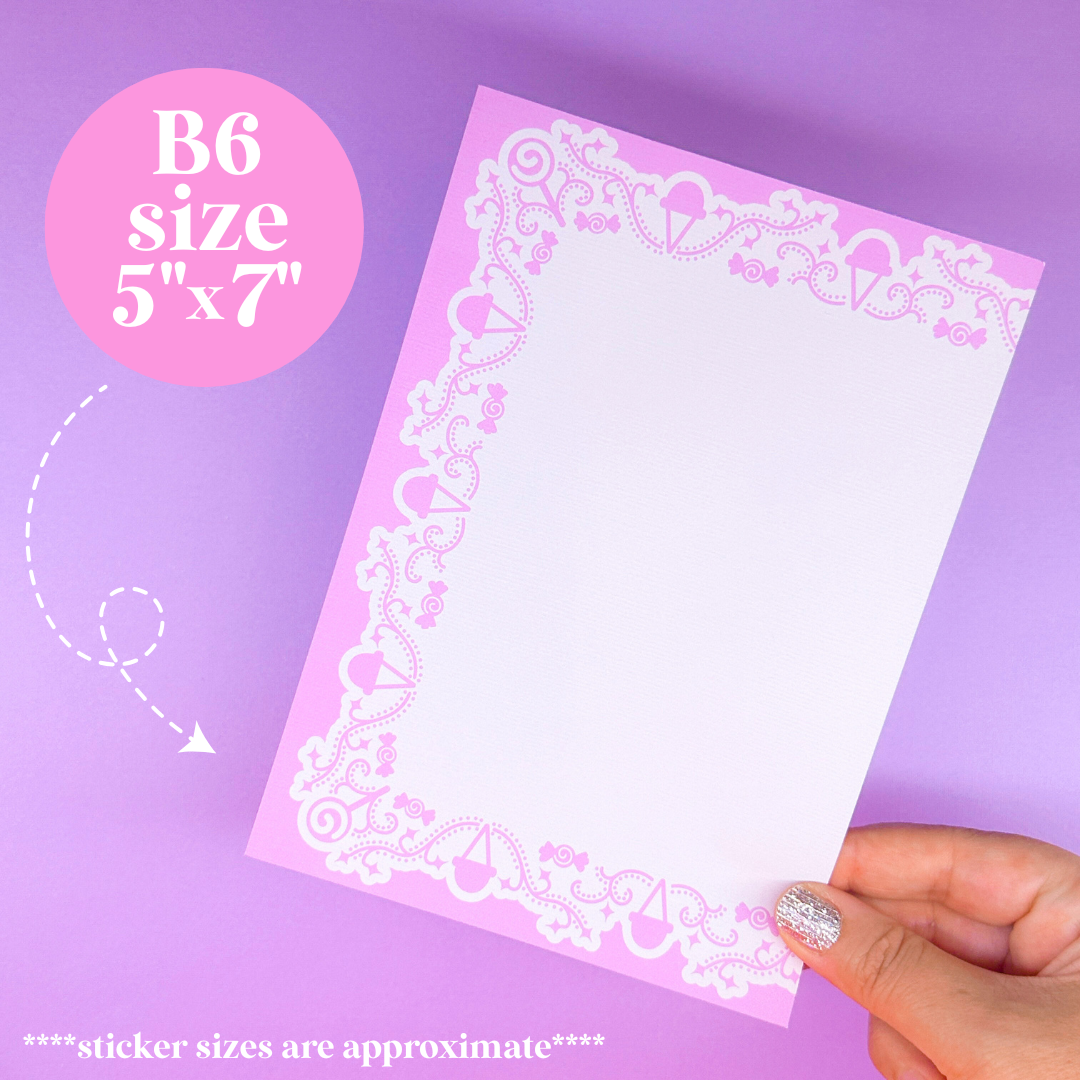 Journaling Paper Sticker - 5x7 Full Page Background Stickers (Sweets Shop)