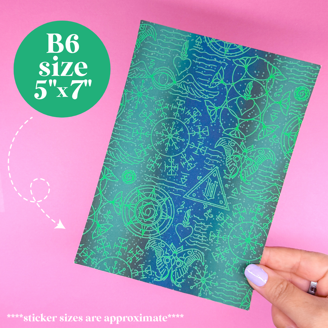 Journaling Paper Sticker - 5x7 Full Page Background Stickers (Wicked)