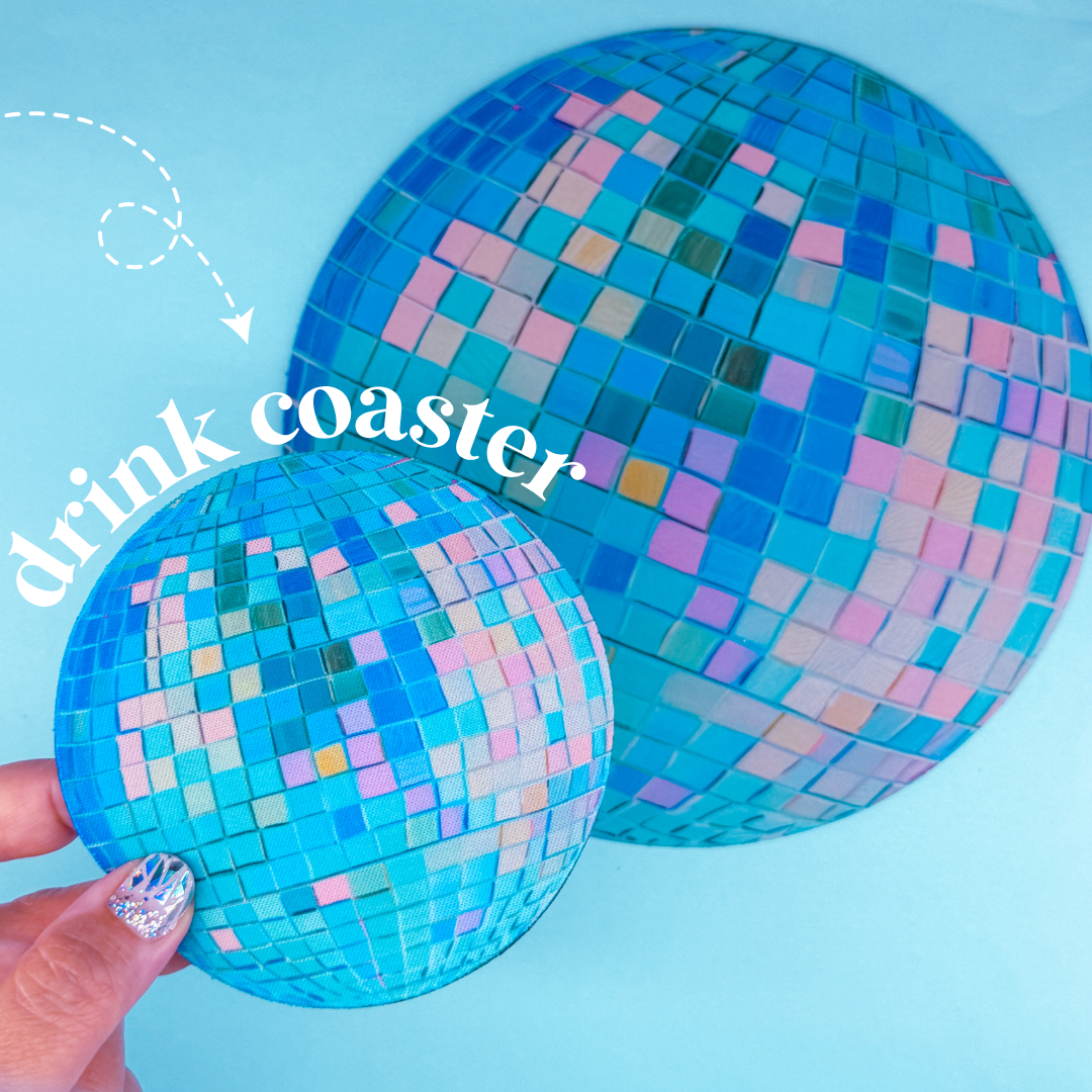 Mousepad + Coaster - Blue Disco Ball