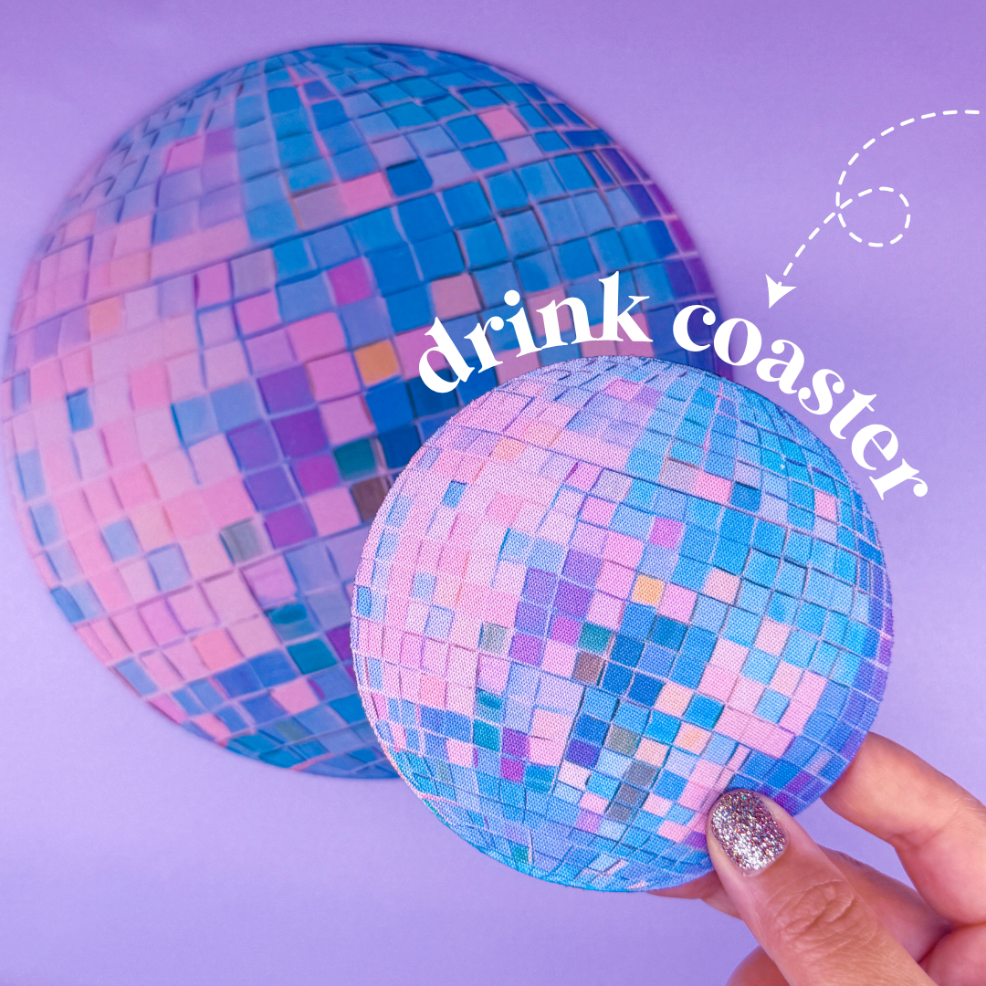 Mousepad + Coaster - Purple Disco Ball