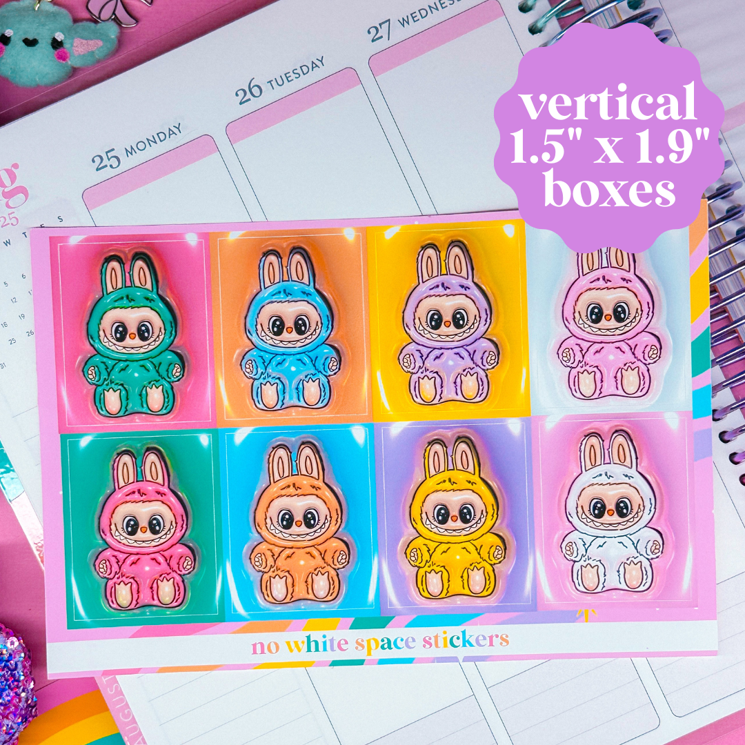 Vertical Planner Stickers (Standard 1.5") - Lil' Rainbow Bubus