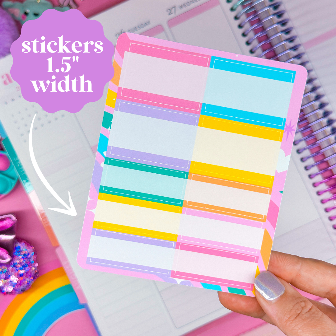 Vertical Planner Stickers (Standard 1.5") - Lil' Rainbow Bubus