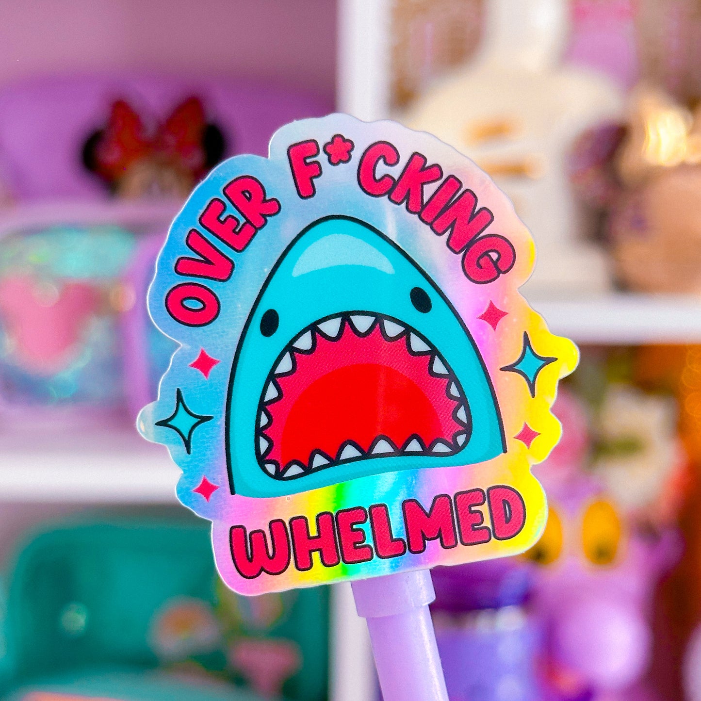 Waterproof Sticker - F'N OVERWHELMED Shark