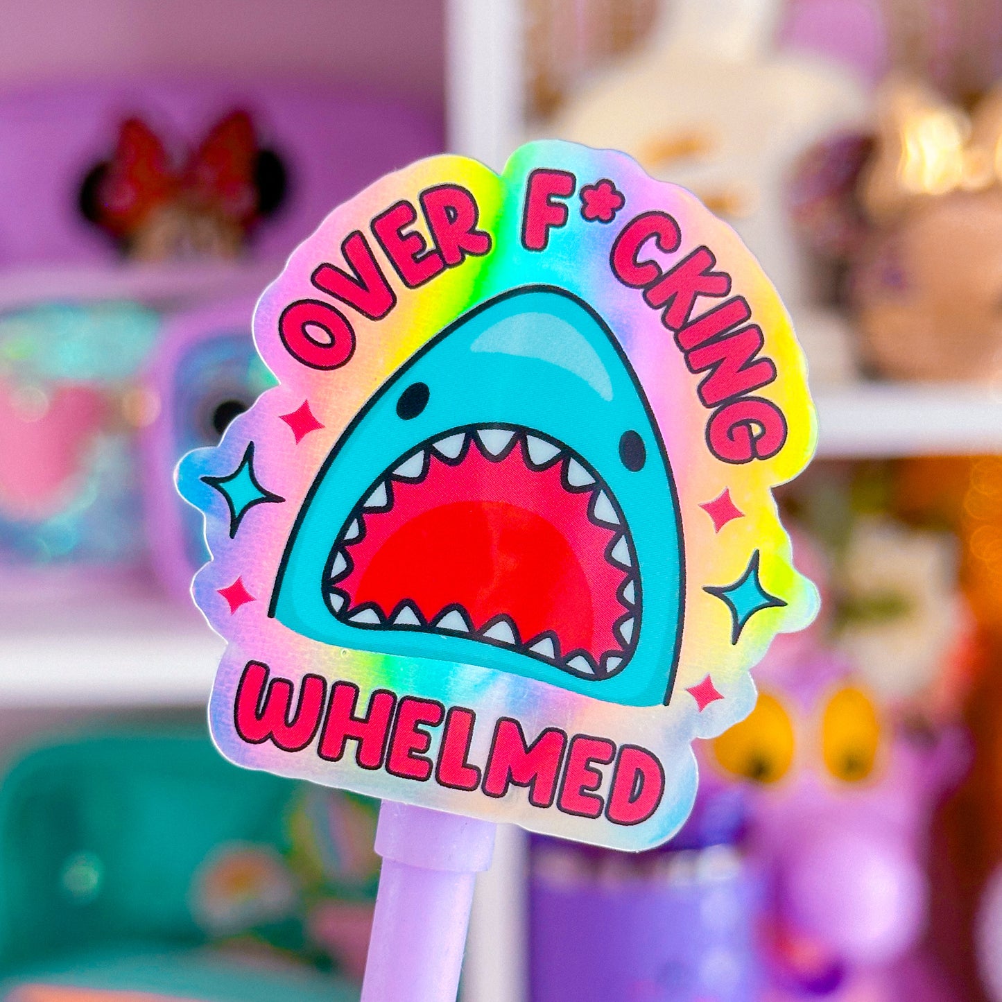 Waterproof Sticker - F'N OVERWHELMED Shark