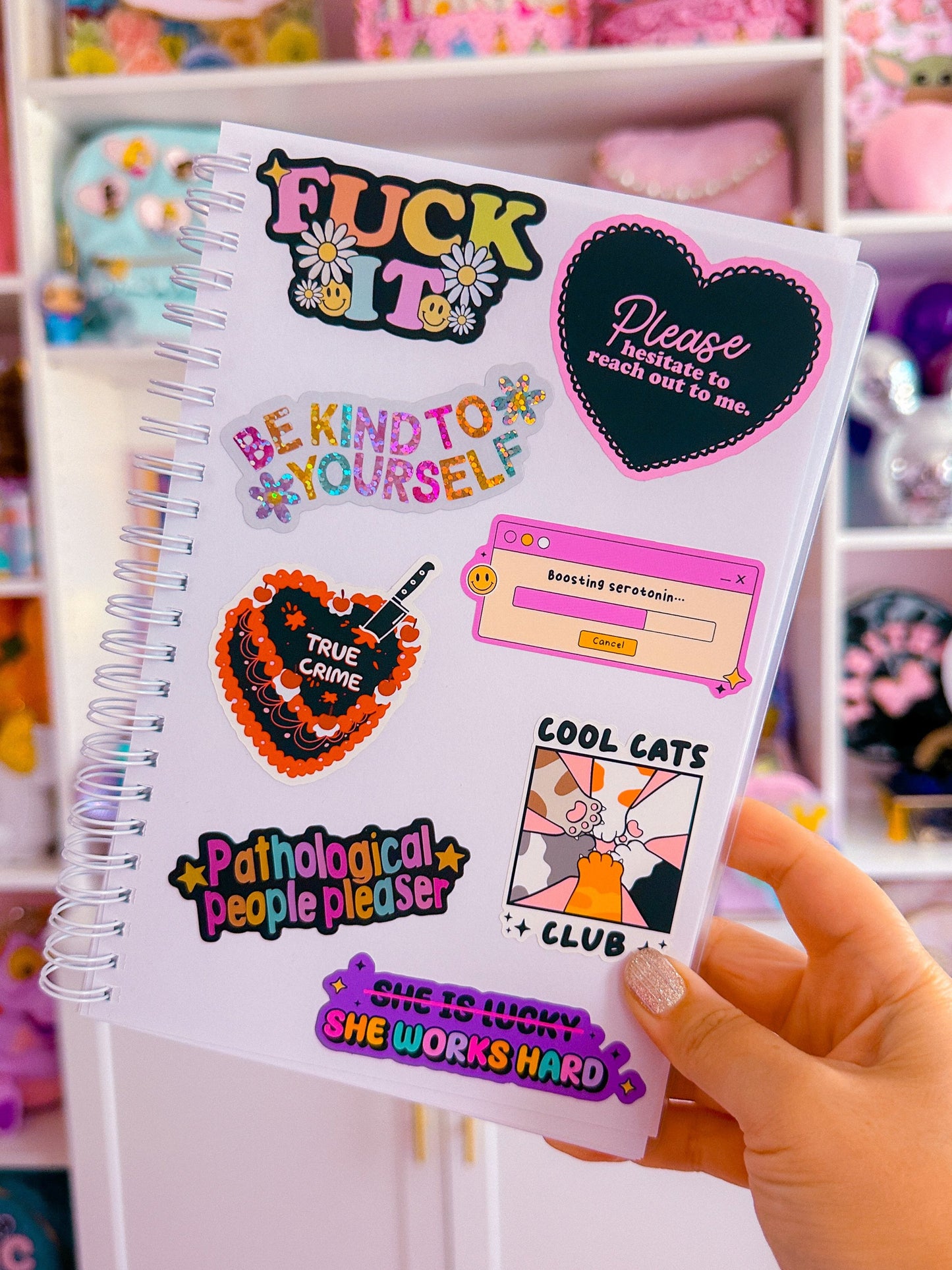 Waterproof Sticker - Please Hesitate Heart (Black)