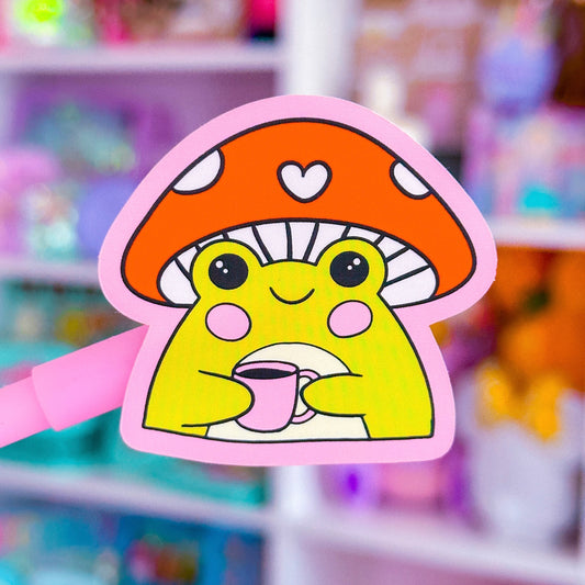 Waterproof Sticker - Tea Sip Shroomy Froggy