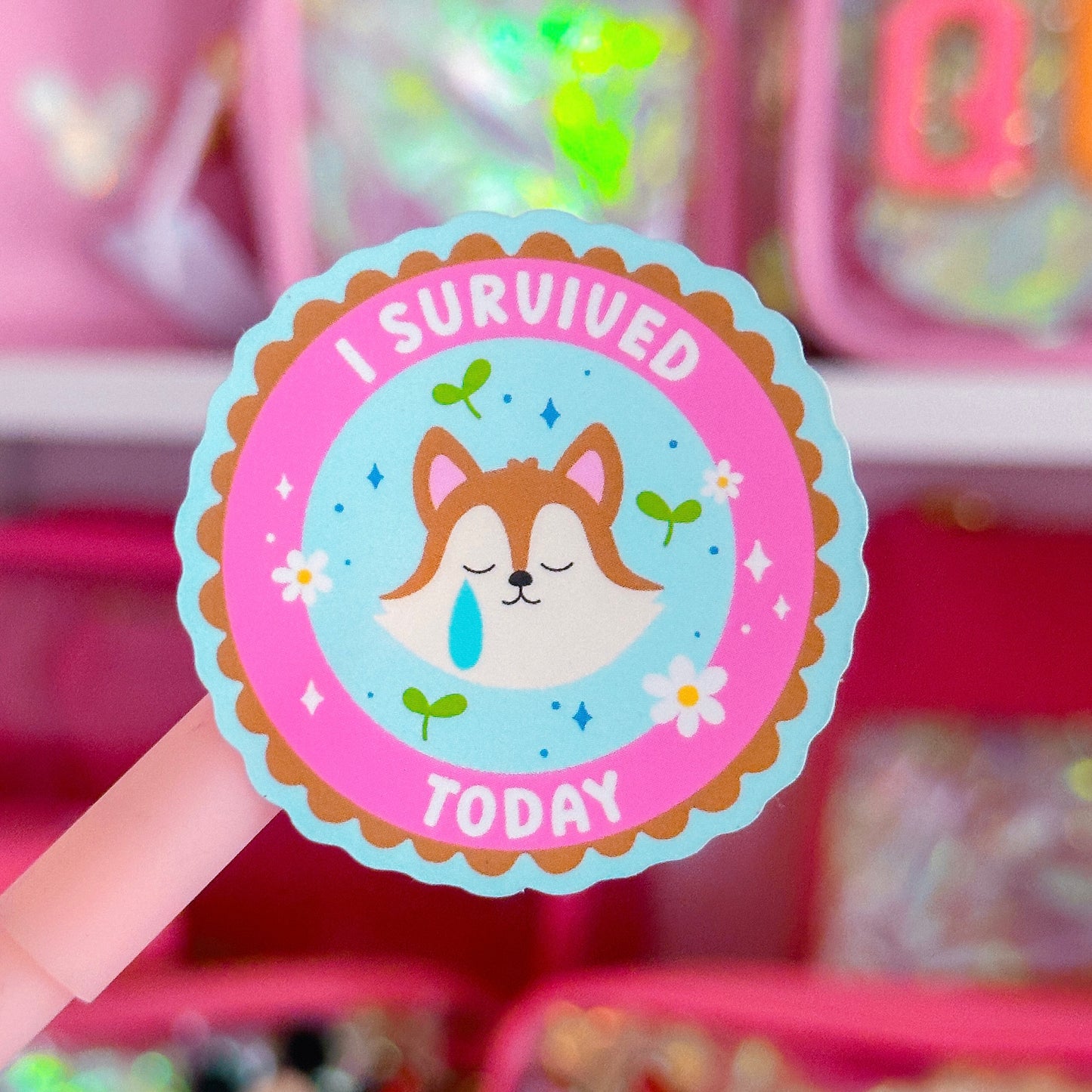 Waterproof Sticker - I Survived Today Badge