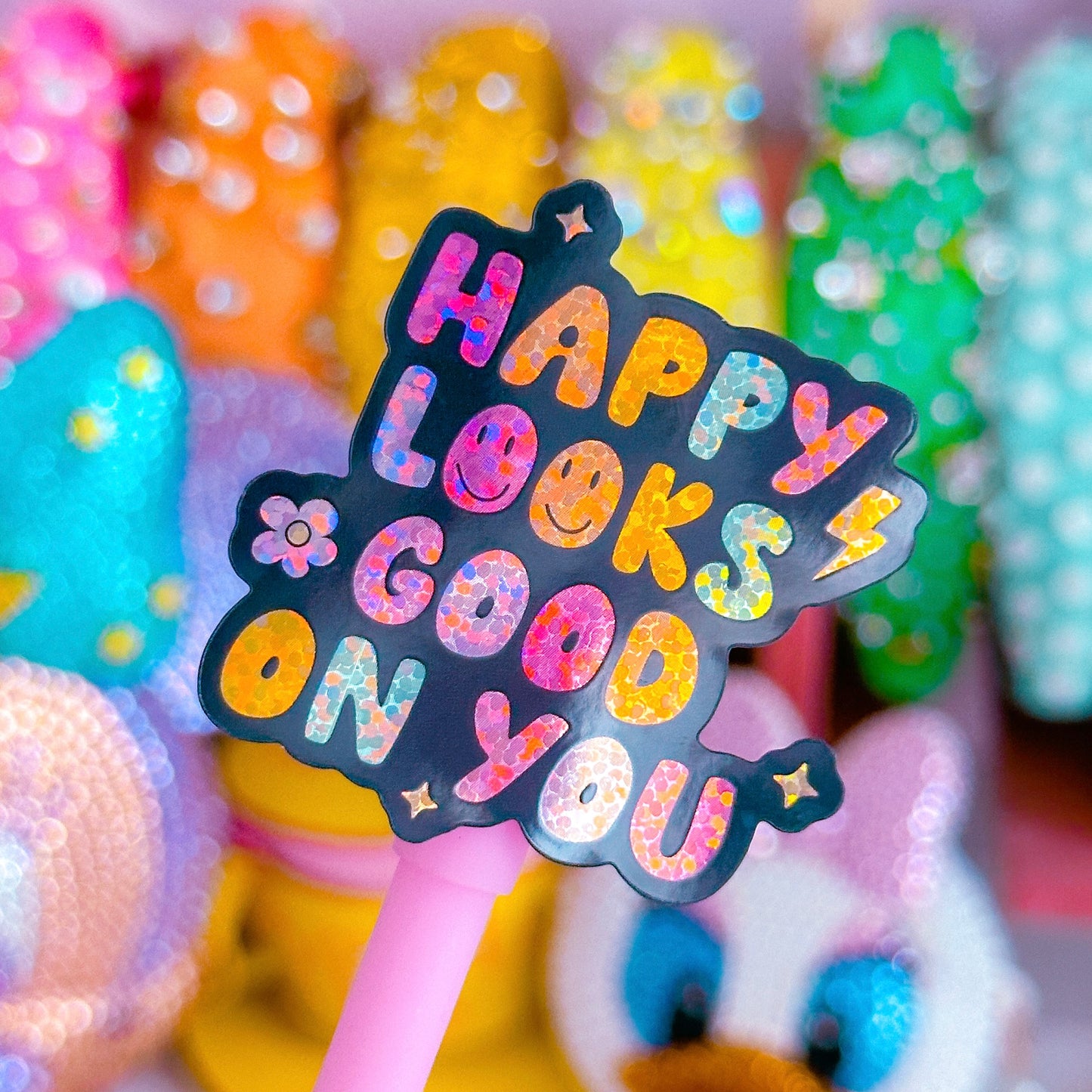 Waterproof Sticker - Happy Looks Good On You