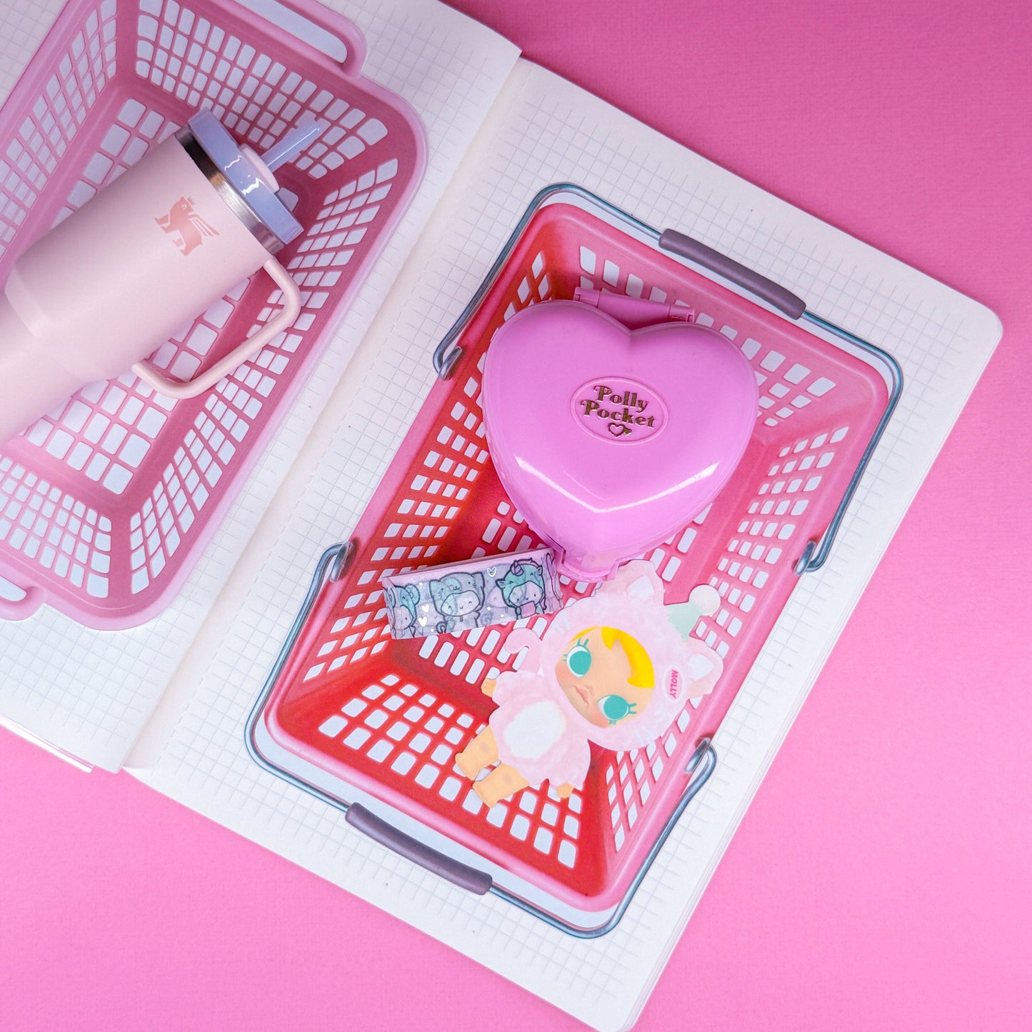 NEW! Journaling Paper Sticker - Pink Shopping Baskets Sticker SET