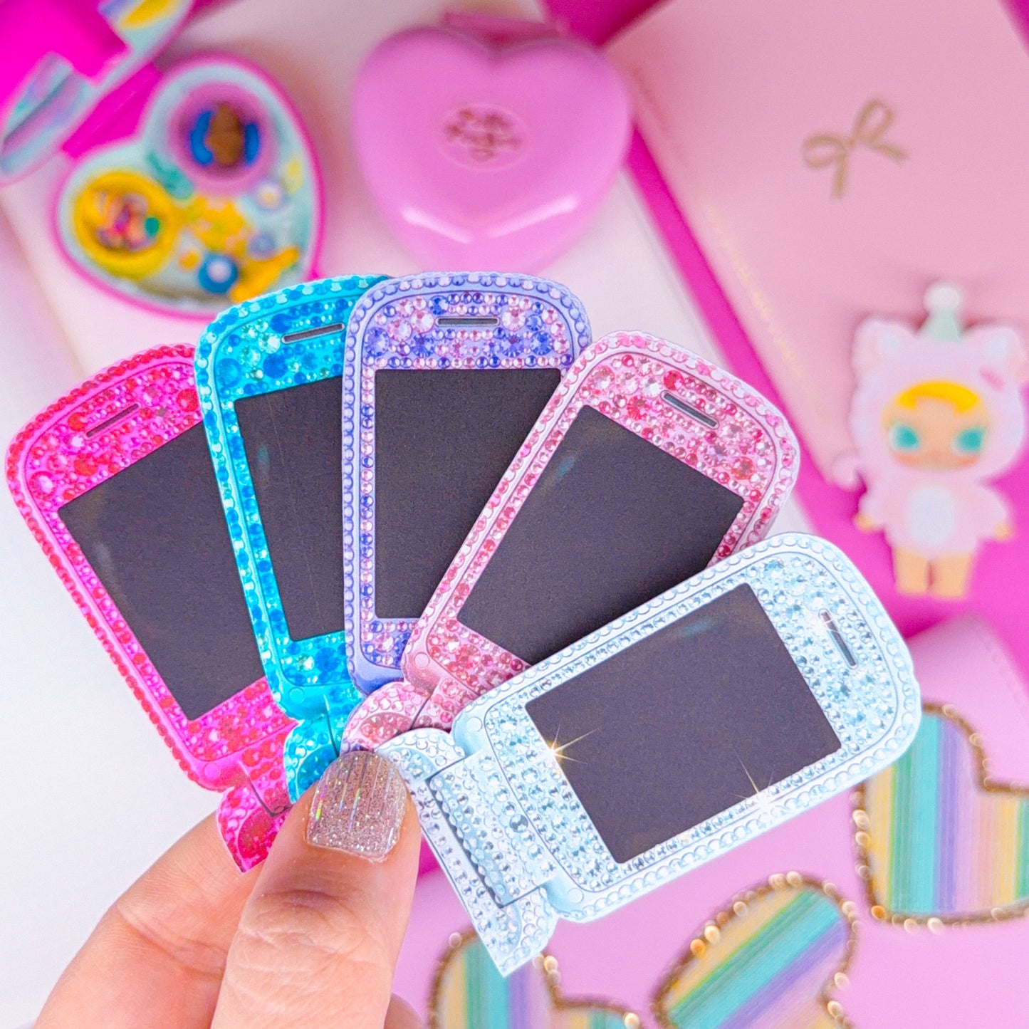 NEW! Journaling Paper Sticker - Bedazzled Flip Phone Sticker SET