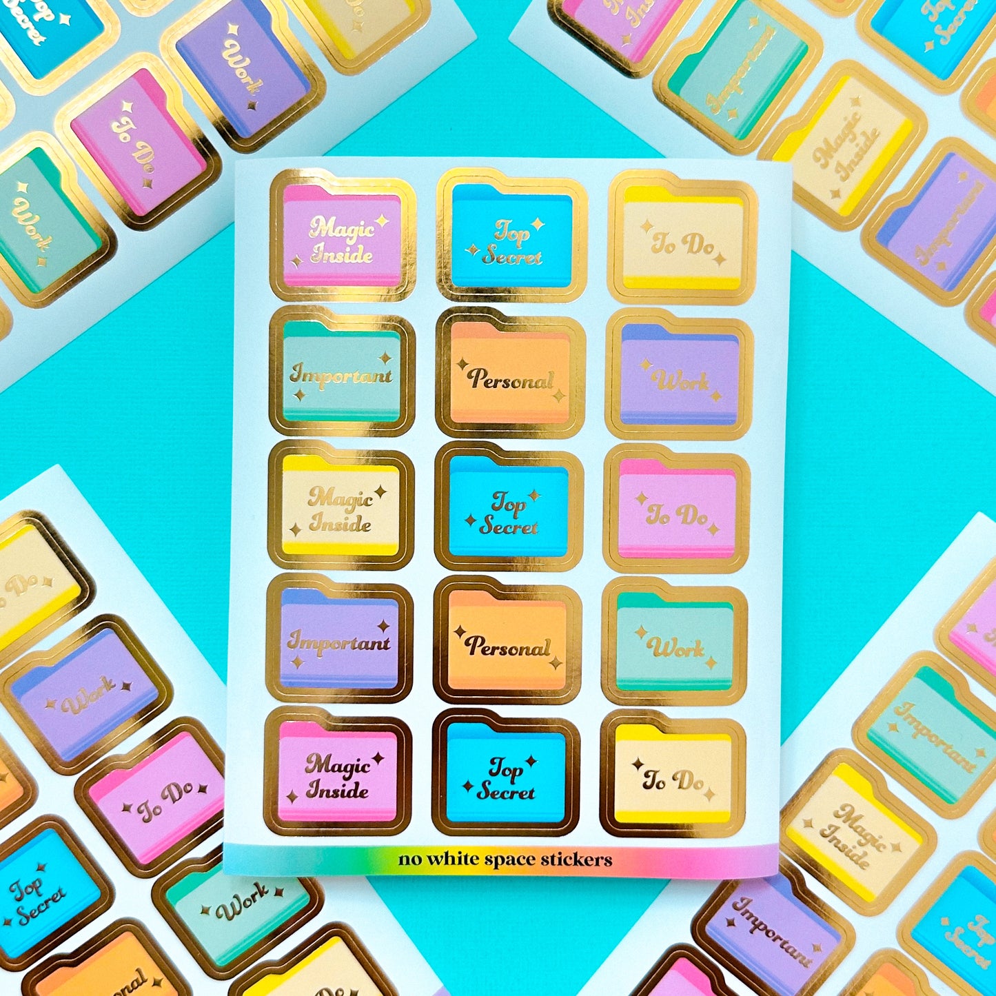 FOILED Paper Deco Stickers - Rainbow Desktop Folders