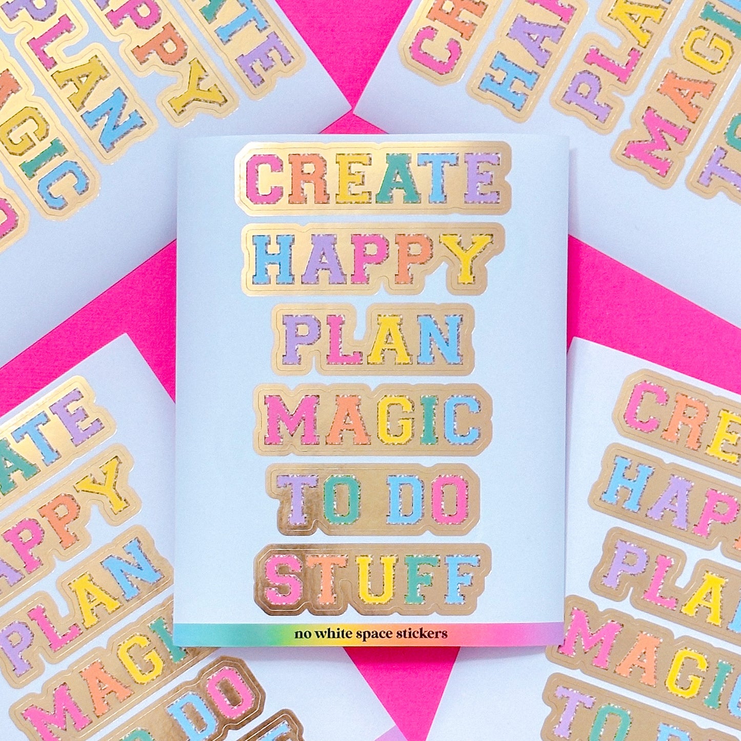 FOILED Paper Deco Stickers - Rainbow Varsity Sayings