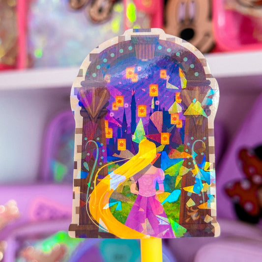Glitter Waterproof Sticker - Castle Window (Rapunzel)