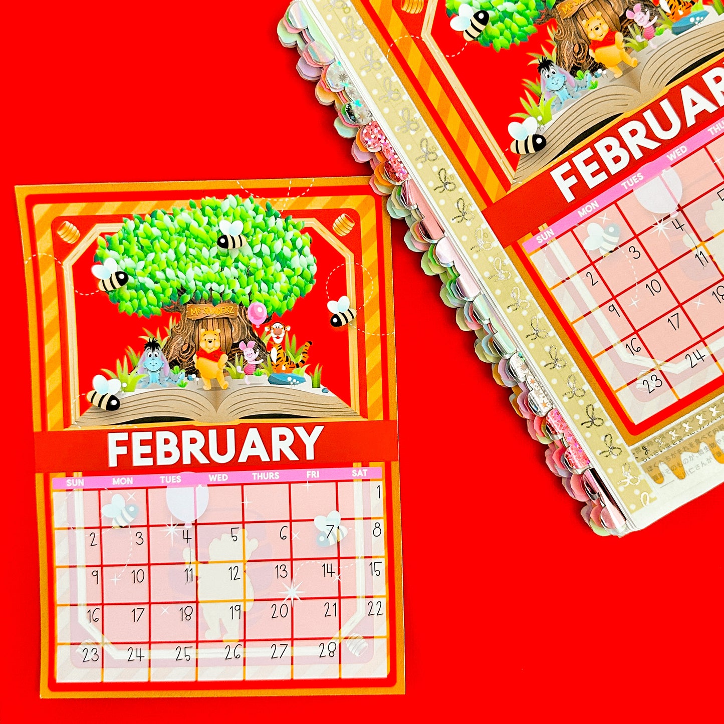 5x7 Full Page Sticker - 2025 (February) Calendar & Storybook Cover (Pooh)