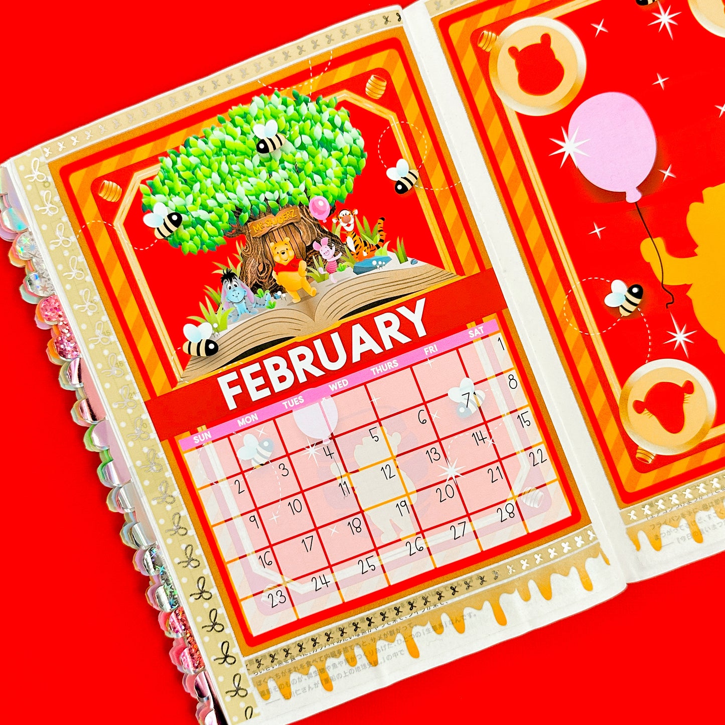 5x7 Full Page Sticker - 2025 (February) Calendar & Storybook Cover (Pooh)