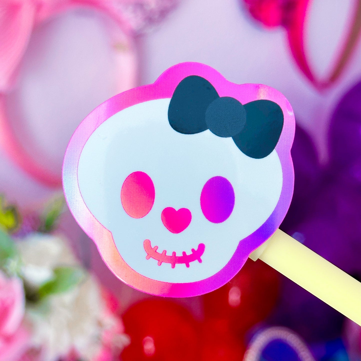 Glitter Waterproof Sticker - Skeleton Cutie