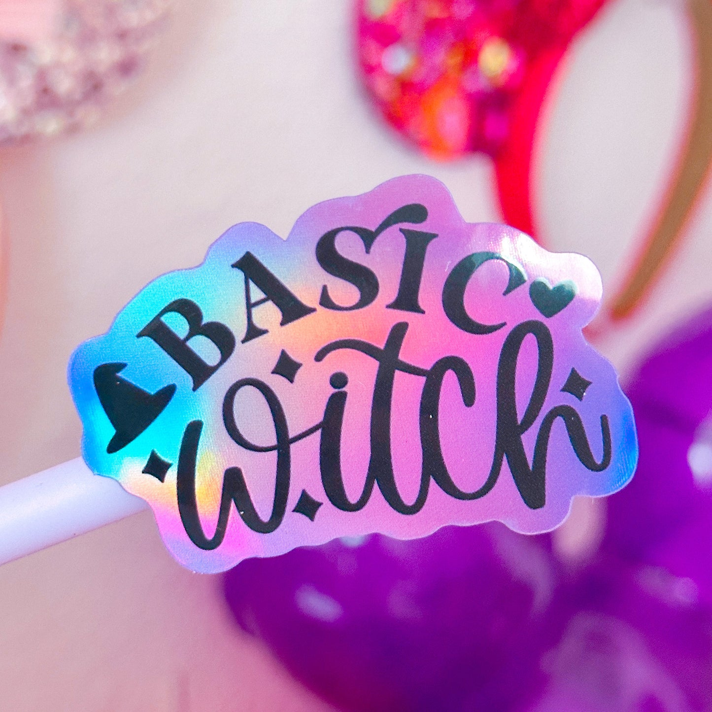 Glitter Waterproof Sticker - Basic Witch