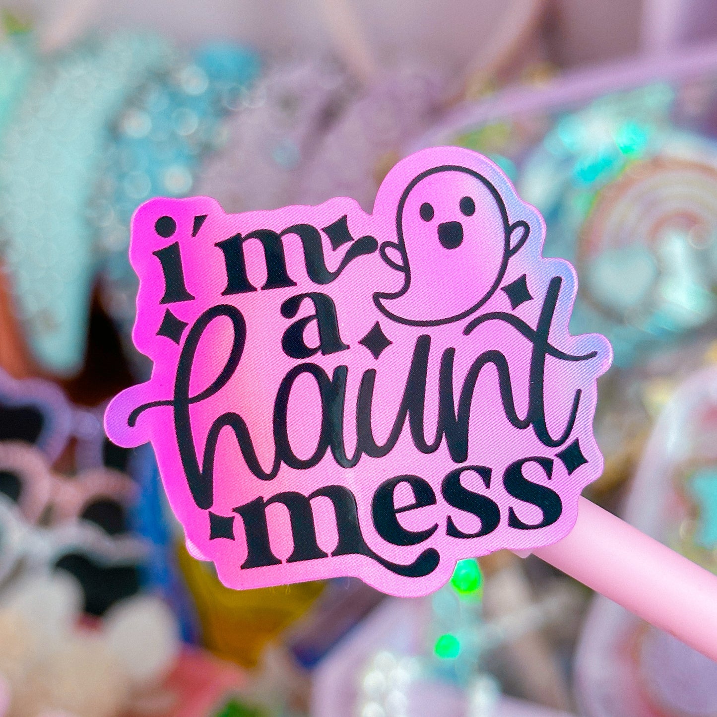 Glitter Waterproof Sticker - Haunt Mess