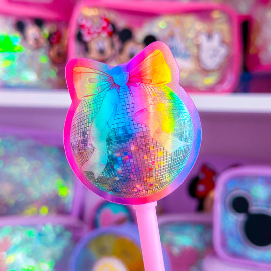 Waterproof Sticker - Pink Bow Disco Ball