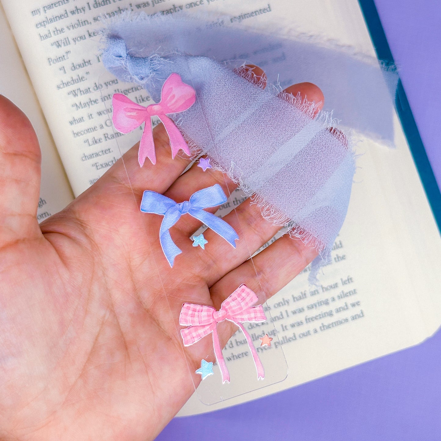 CLEAR Acrylic Bookmark - Coquette Bows