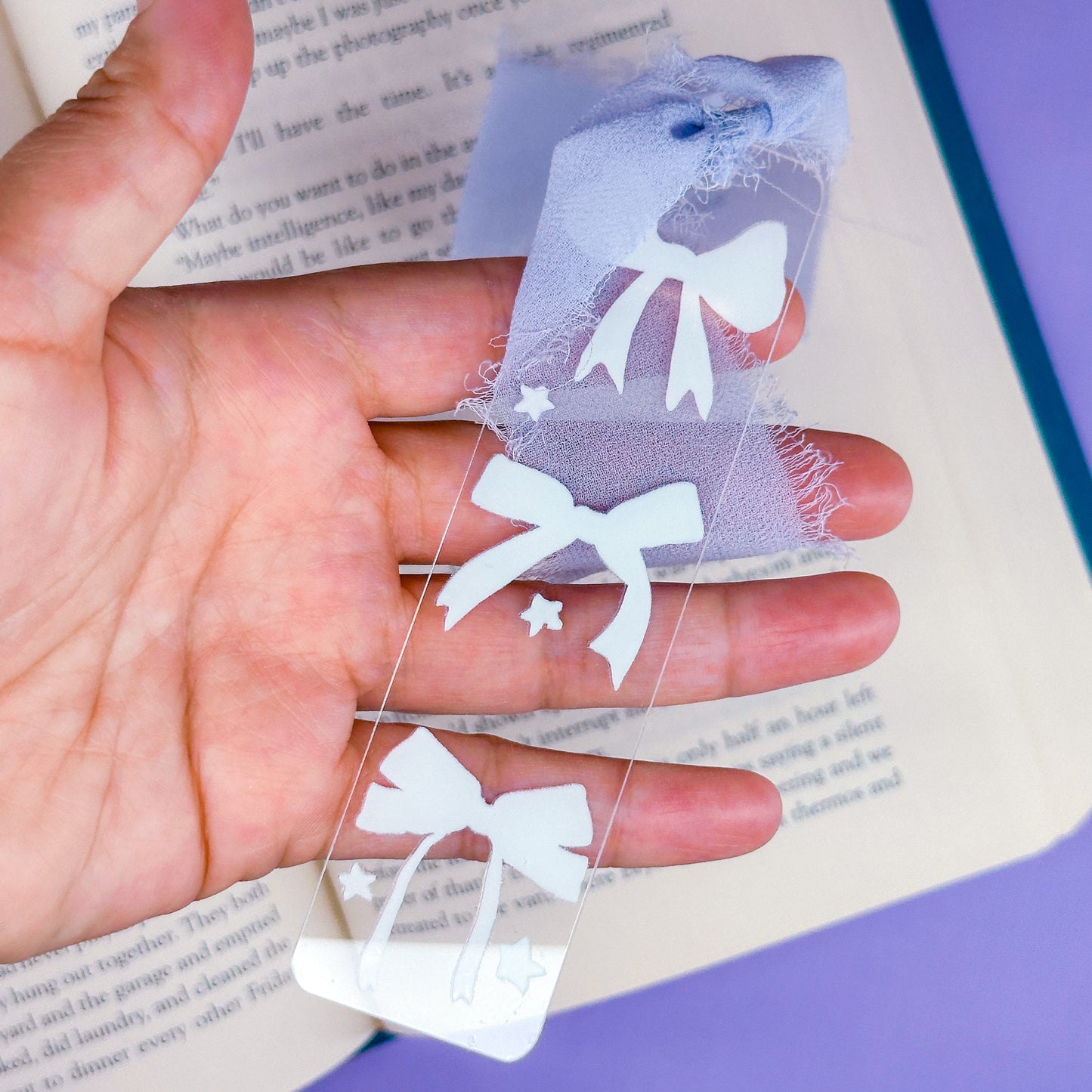 CLEAR Acrylic Bookmark - Coquette Bows