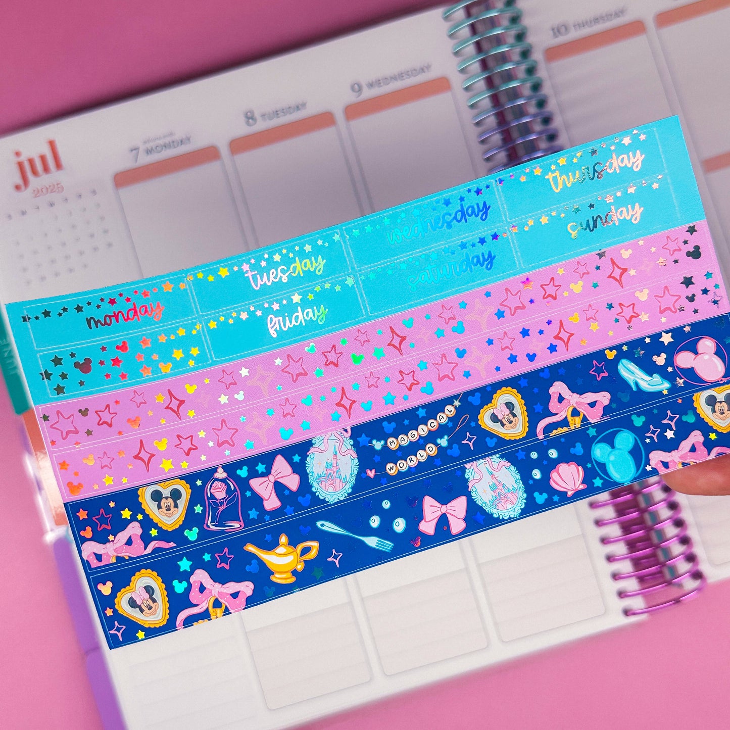 FOILED Vertical Planner Stickers (Standard 1.5") - Magical Coquette