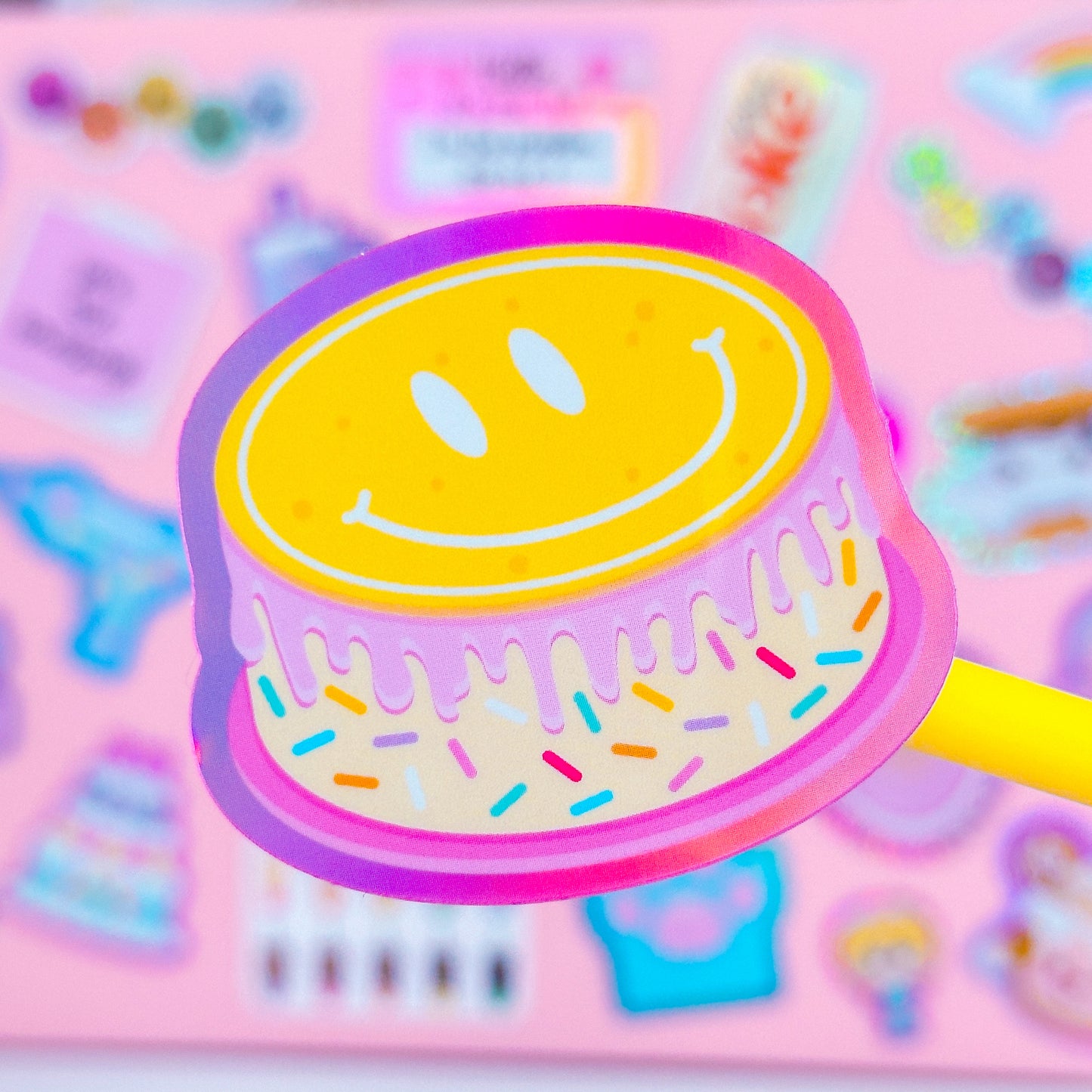 Waterproof Sticker - Birthday Smile Cake