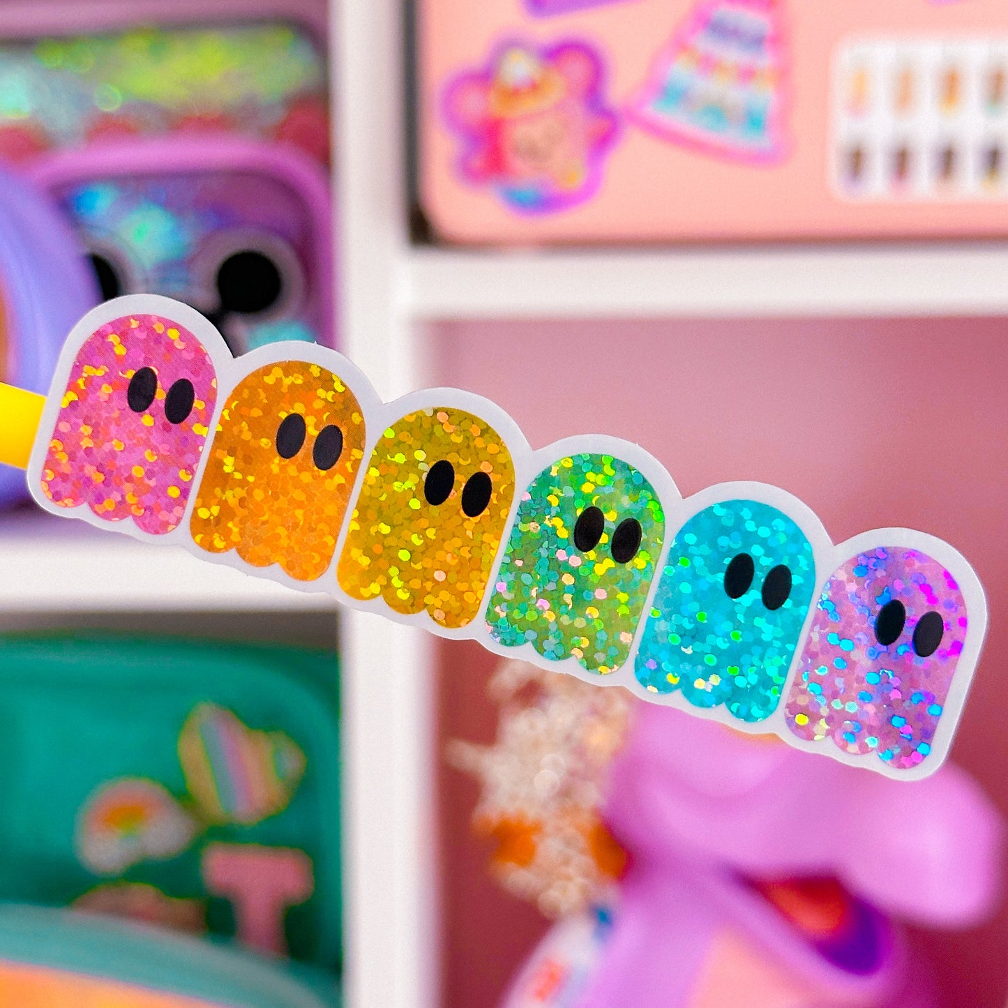Waterproof Sticker - Rainbow Ghost Munchers