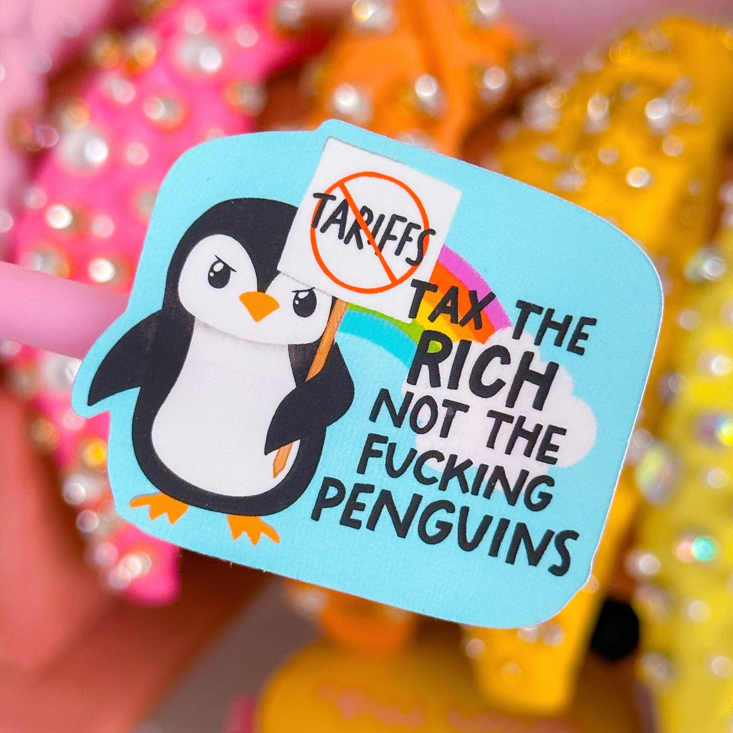 Waterproof Sticker - TAX THE RICH, Not The Penguins