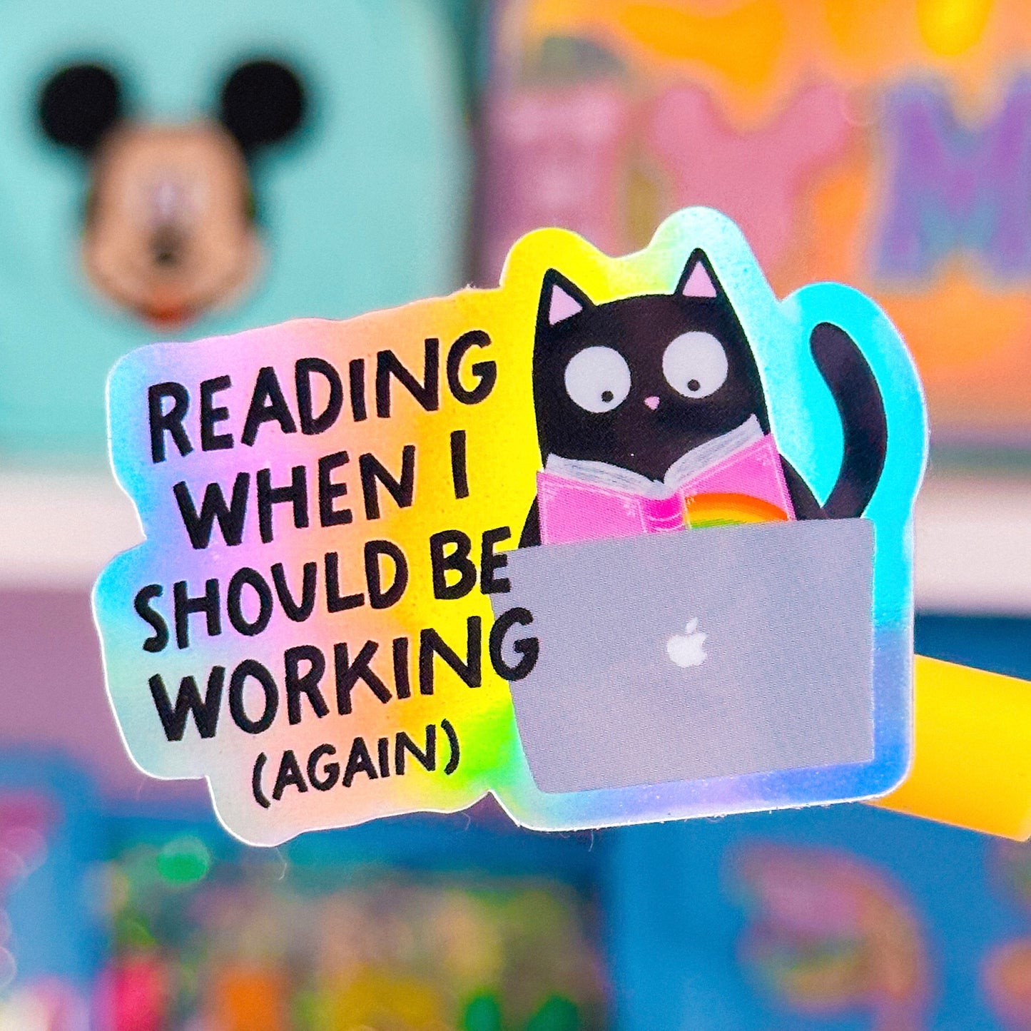 Waterproof Sticker - Reading Not Working Cat