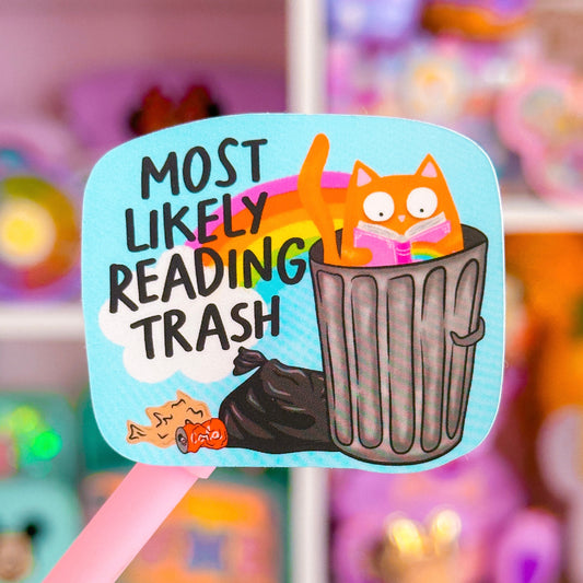 Waterproof Sticker - Reading Trash Cat