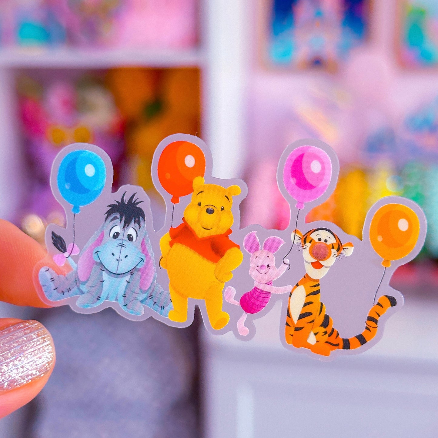 Waterproof Sticker - (Pooh) Balloon Friends