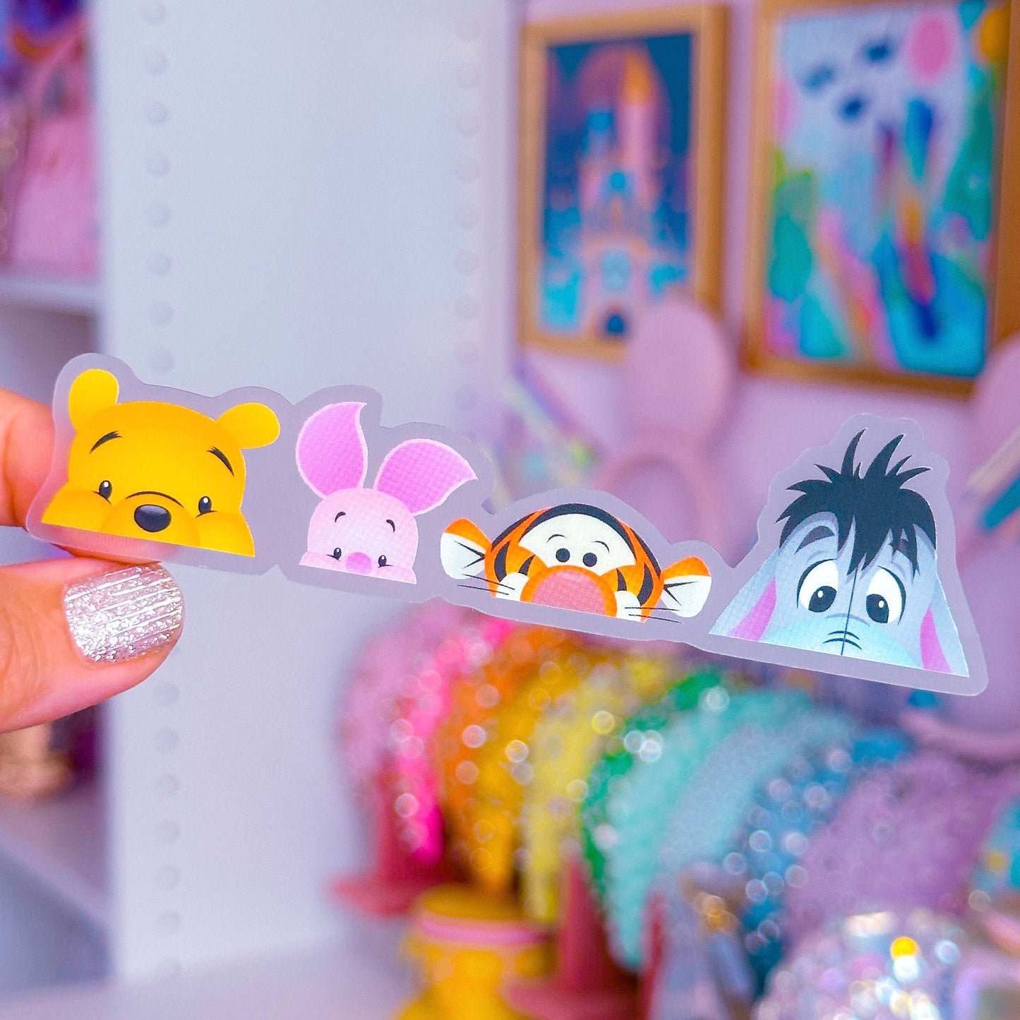 Waterproof Sticker - (Pooh) Peaking Friends