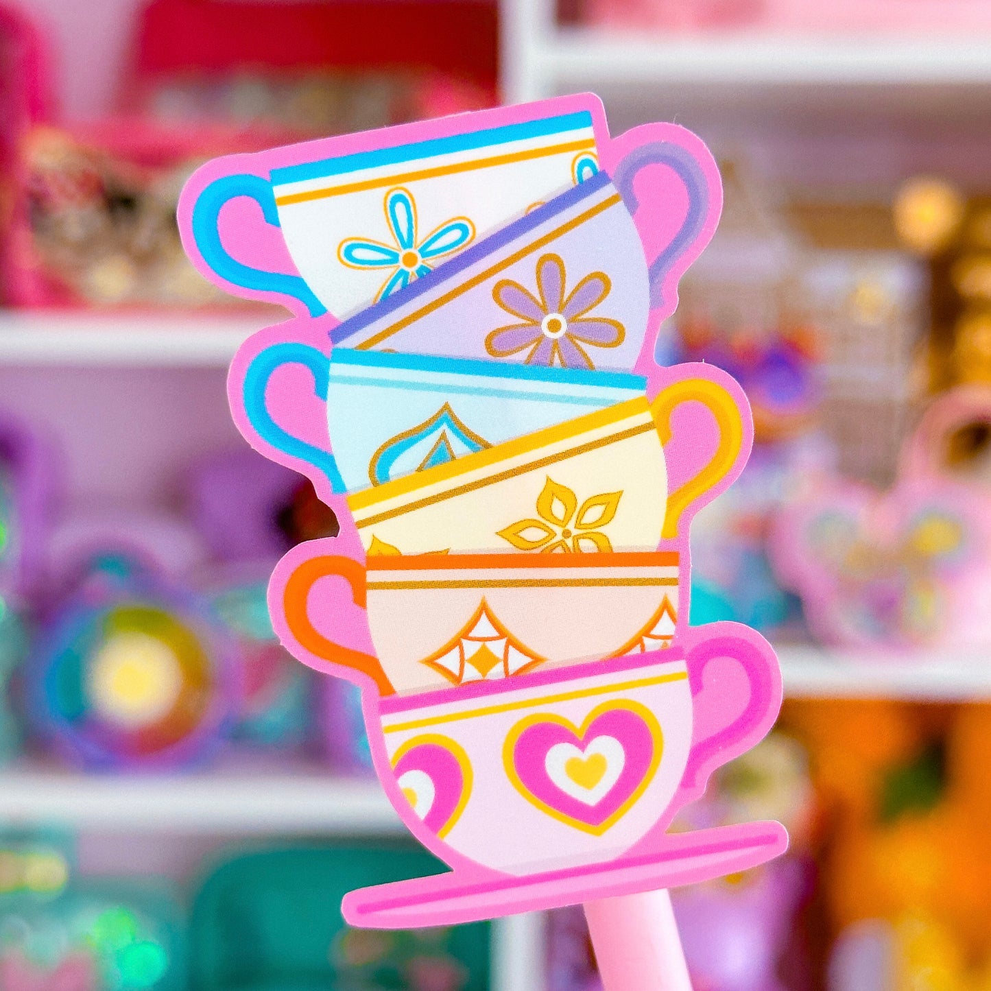 Waterproof Sticker - (Alice In Wonderland) Teacup Stack