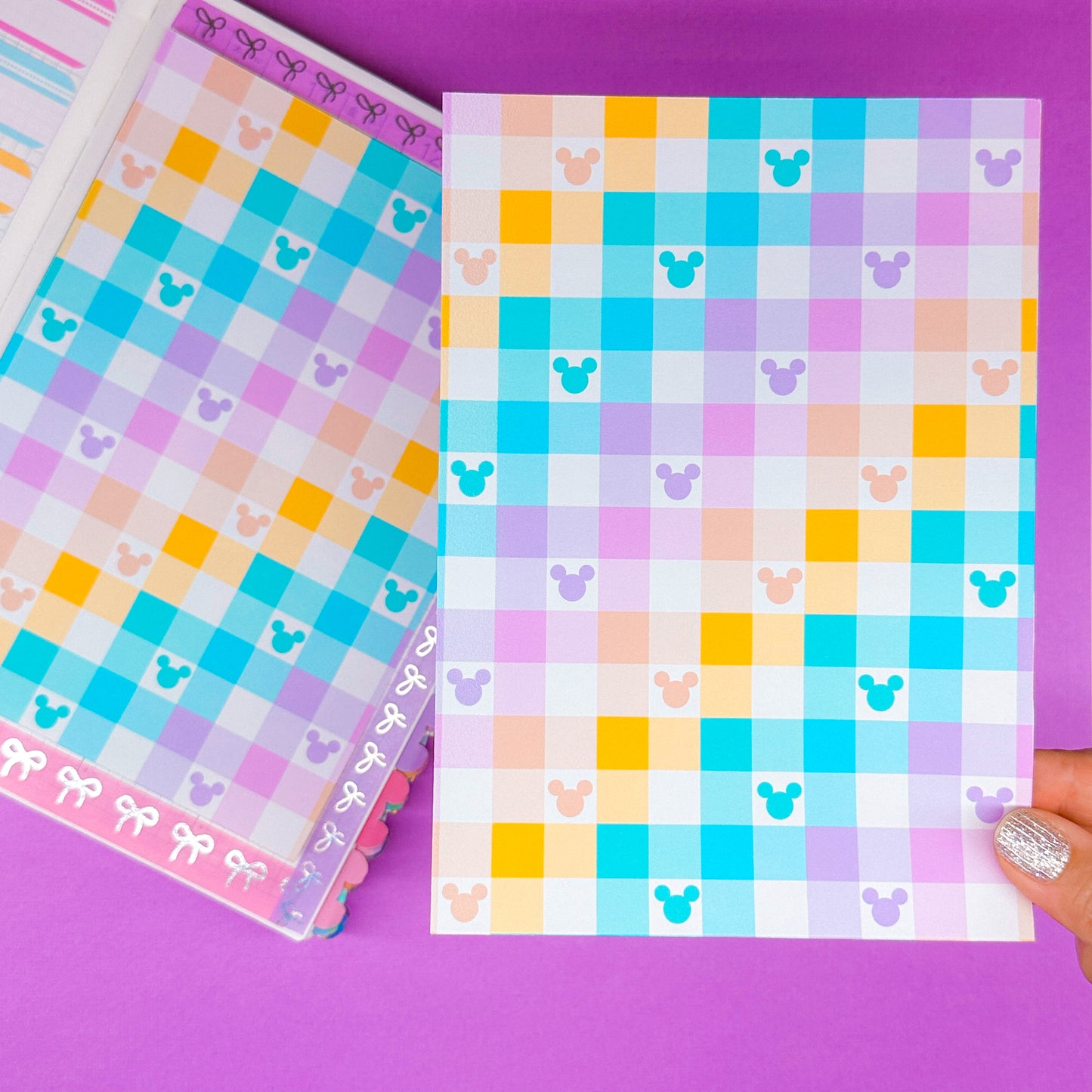 Journaling Paper Sticker - 5x7 Full Page Sticker - Rainbow Gingham