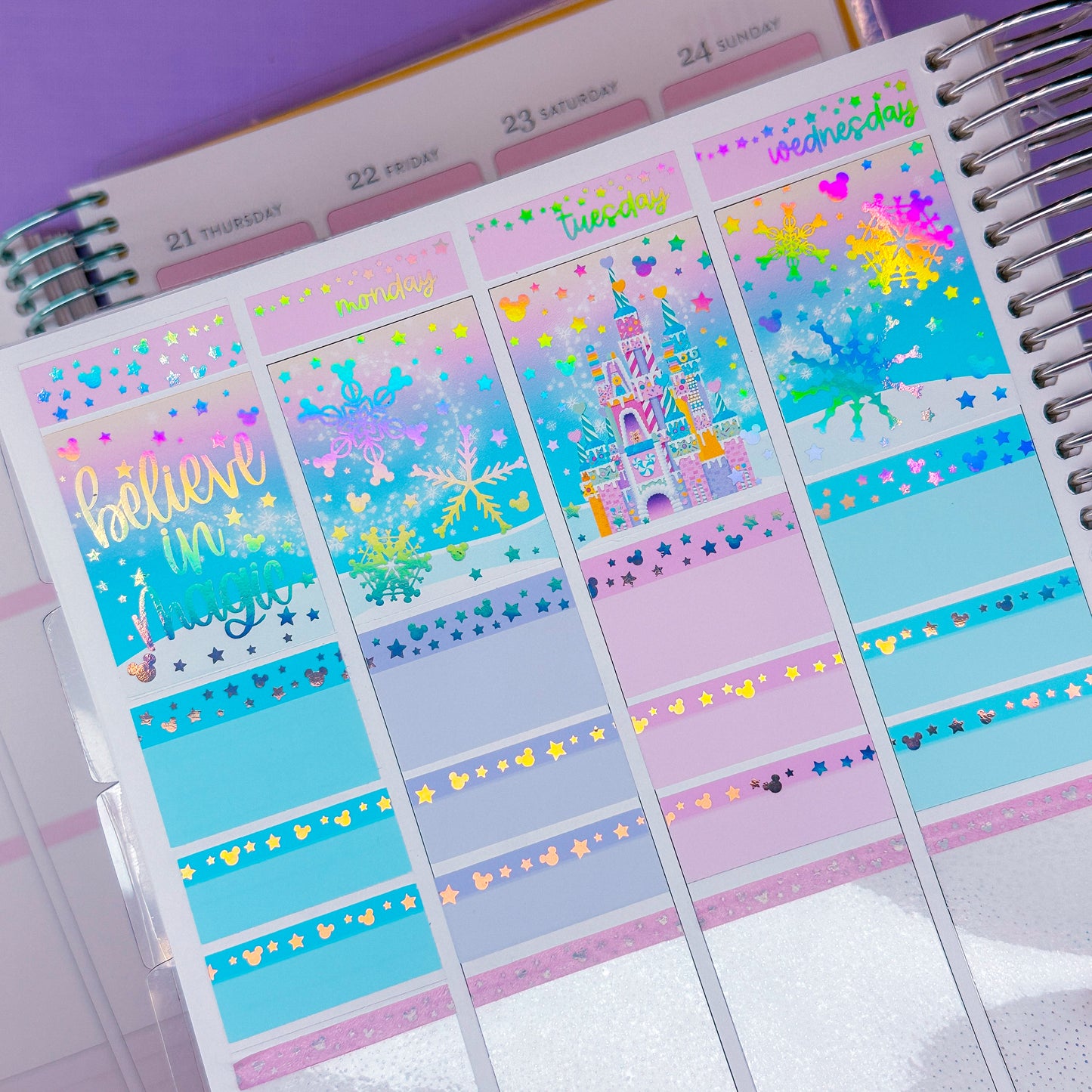 *LIMITED TIME ONLY* FOILED Vertical Planner Stickers (Standard 1.5") - Candy Castle