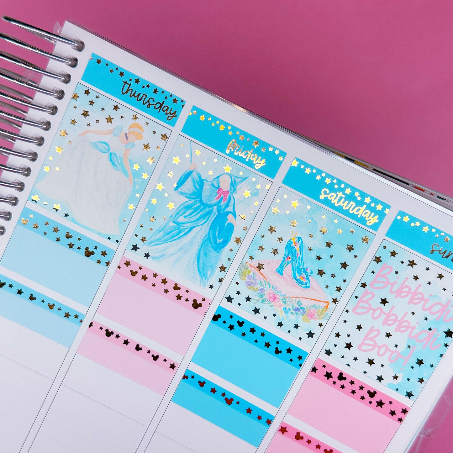 *LIMITED TIME ONLY* FOILED Vertical Planner Stickers (Standard 1.5") - Cinderella