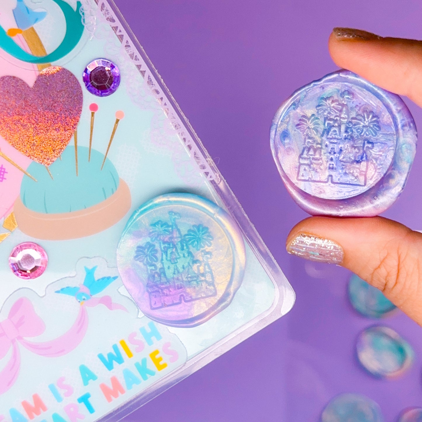 Handmade Wax Seal Stickers (Mermaid Colorway) - Castle & Fireworks
