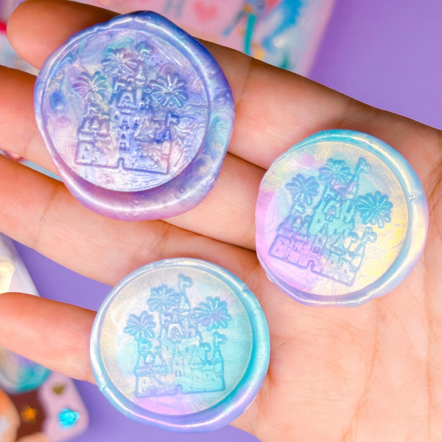Handmade Wax Seal Stickers (Mermaid Colorway) - Castle & Fireworks