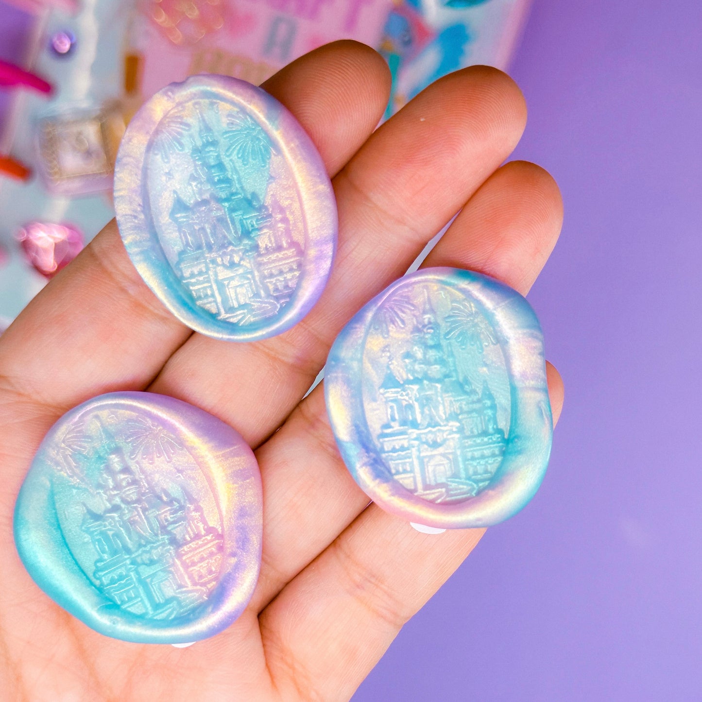 Handmade Wax Seal Stickers (Mermaid Colorway) - Castle & Fireworks