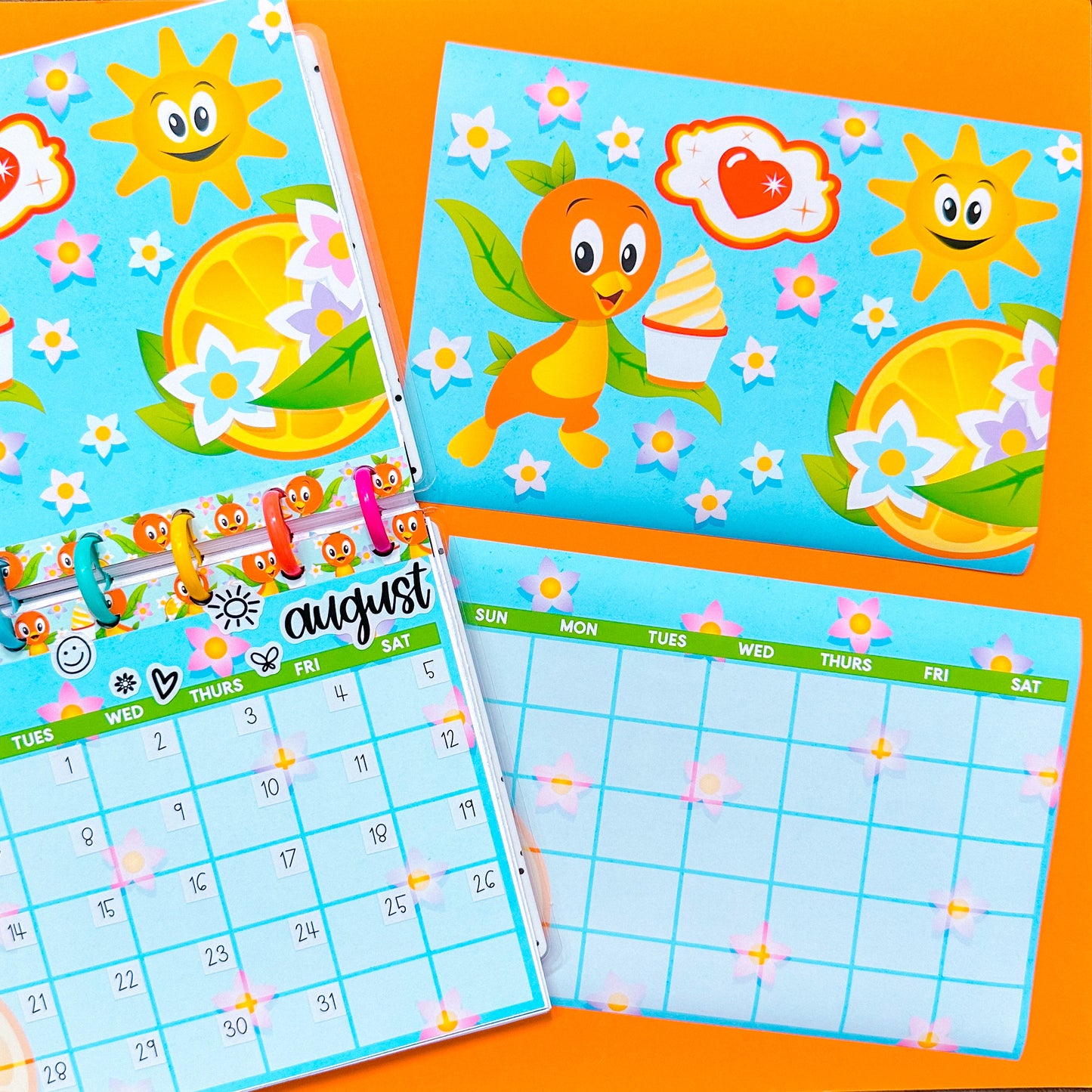 5x7 Full Page Sticker SET - Orange Bird (Undated)