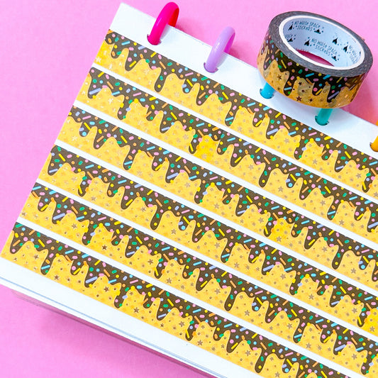 15MM Foiled Washi Tape - Chocolate Rainbow Sprinkles
