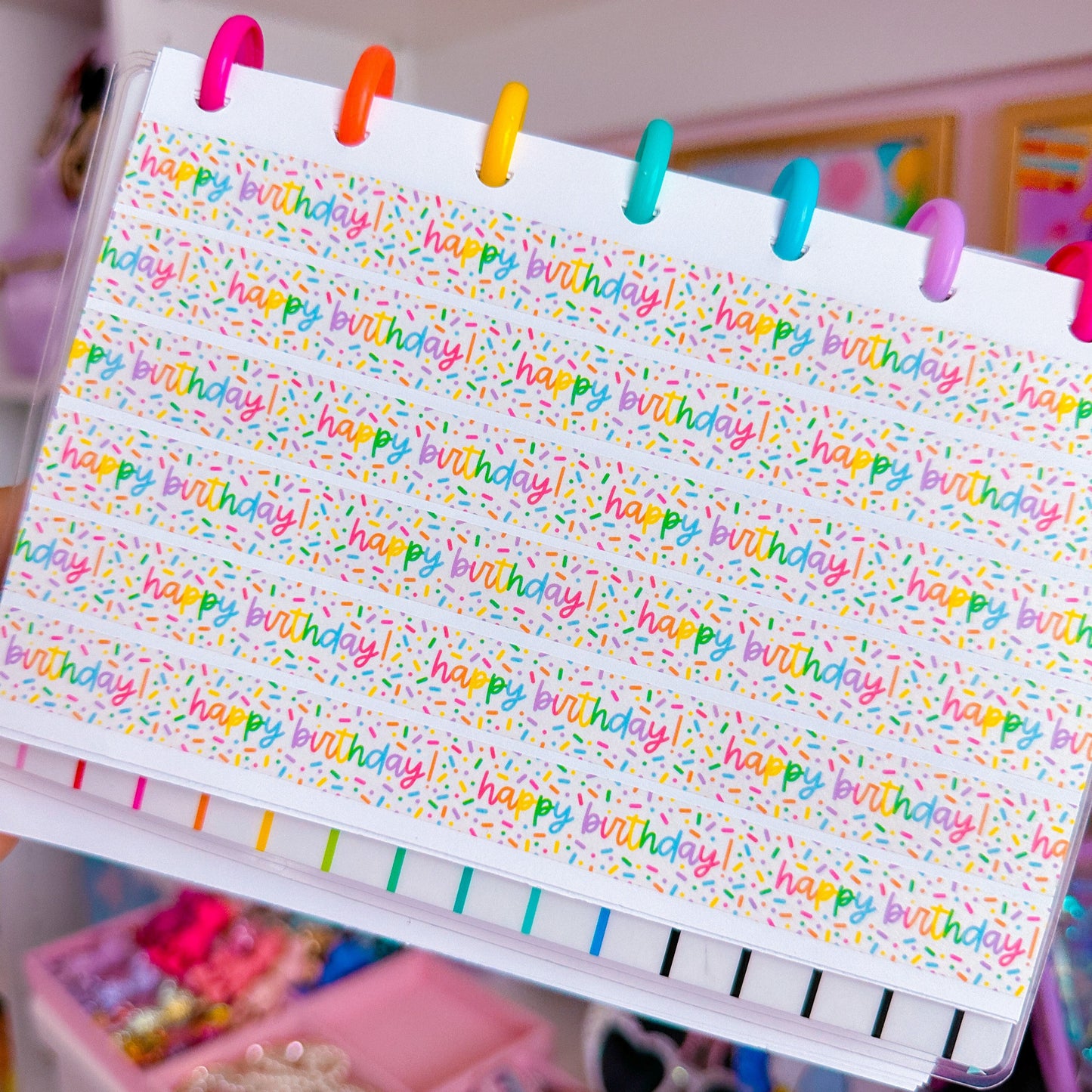 15MM Washi Tape - Happy Birthday (Sprinkles)