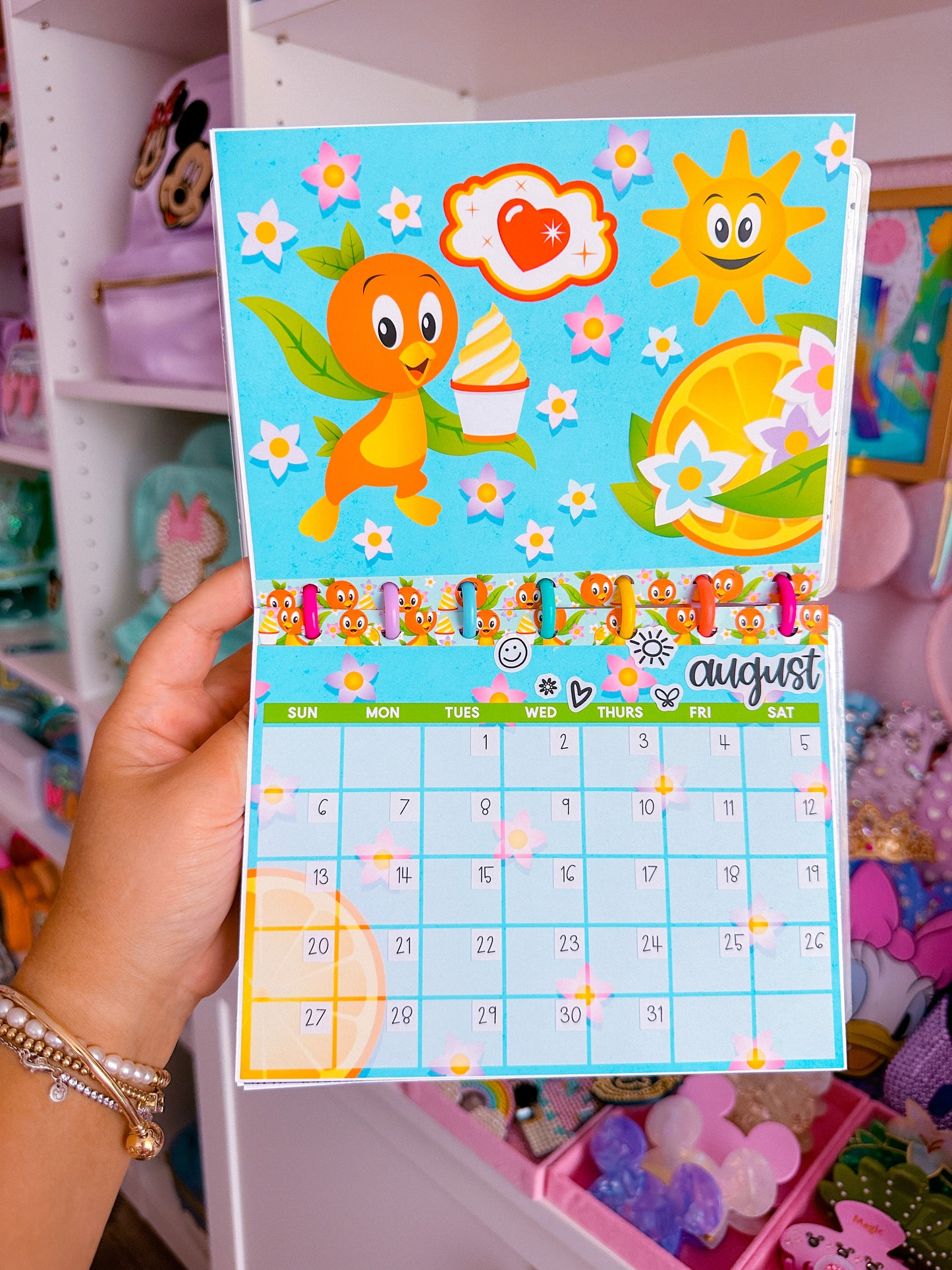 5x7 Full Page Sticker SET - Orange Bird (Undated)