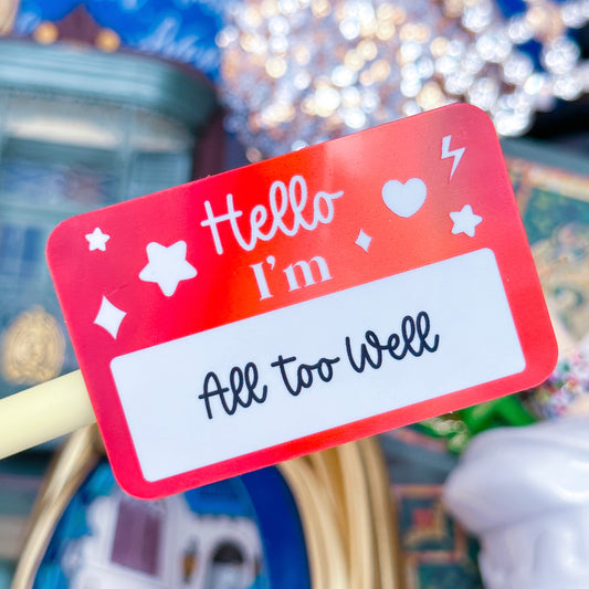Waterproof Sticker - Hello Nametag (RED)