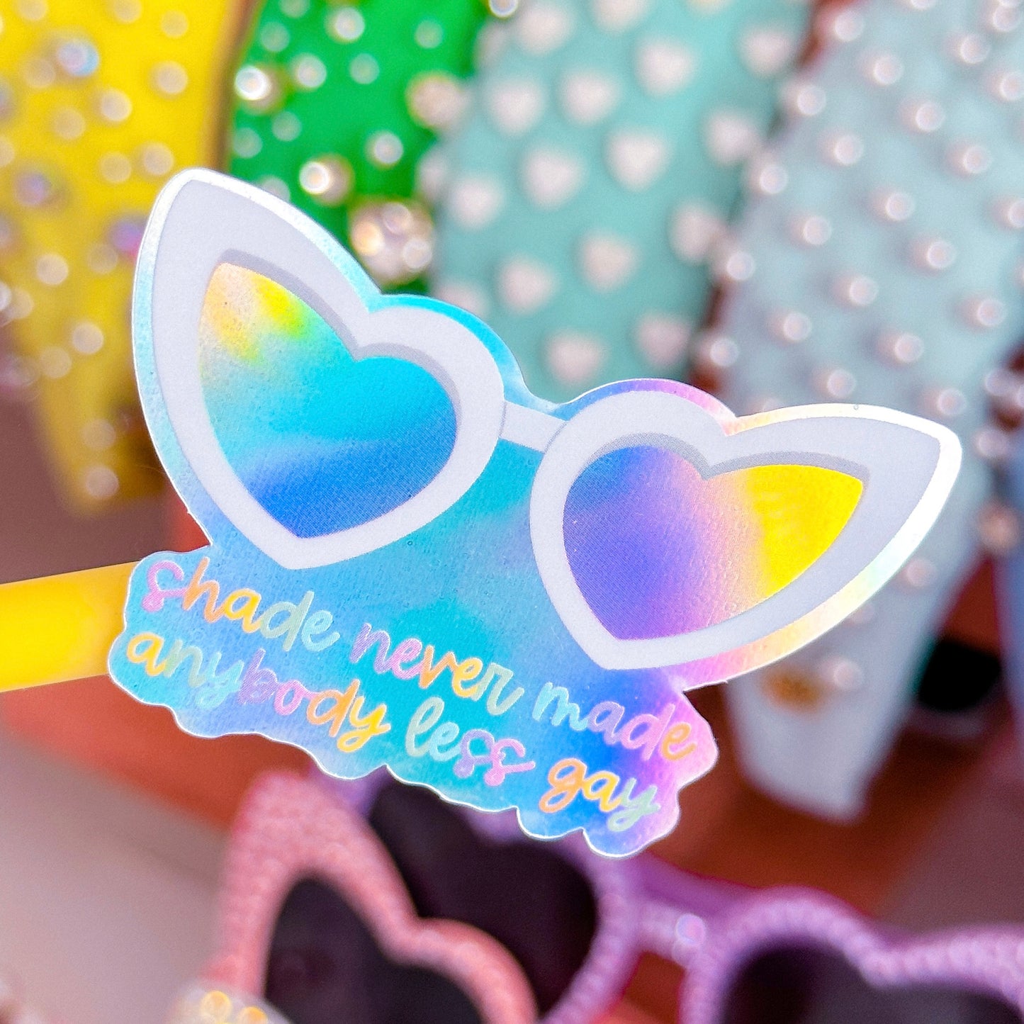 Waterproof Sticker - Rainbow Heart Shades