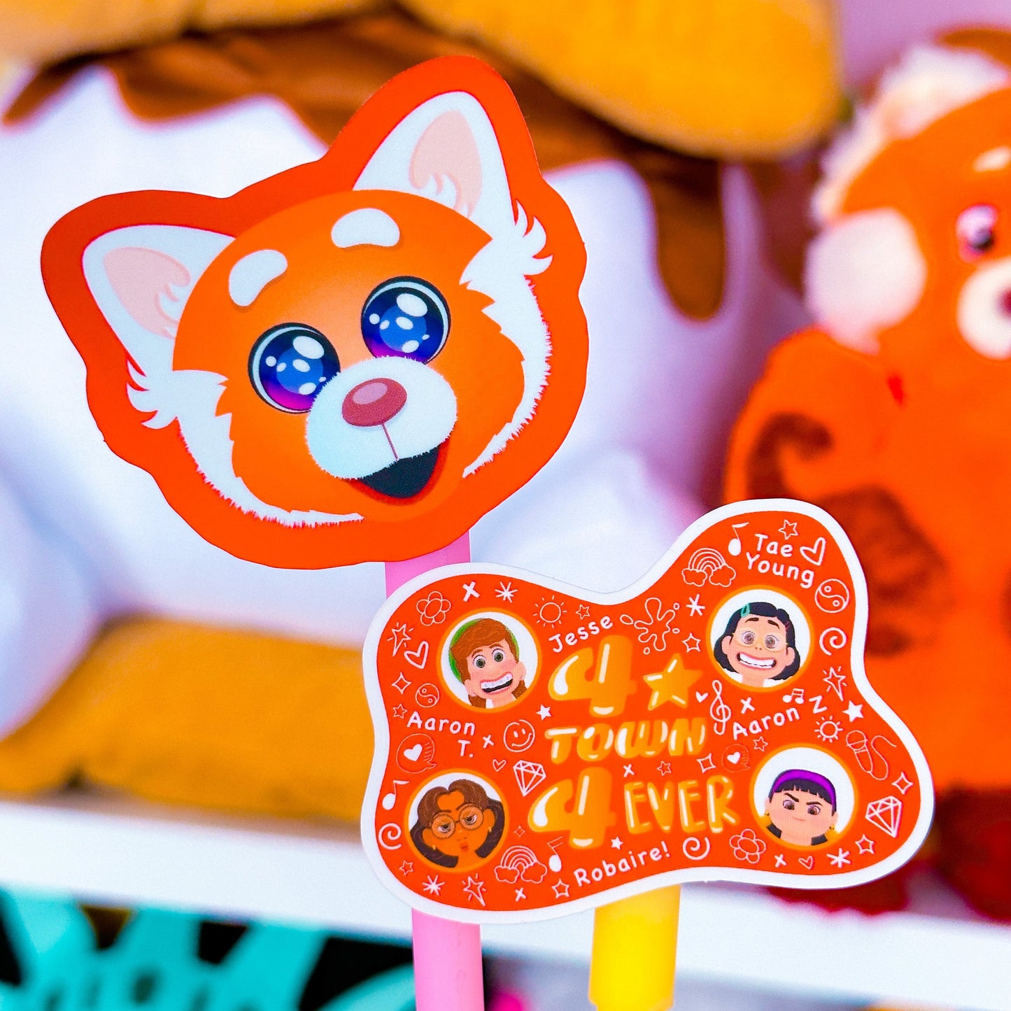 Glitter Waterproof Sticker - Red Panda
