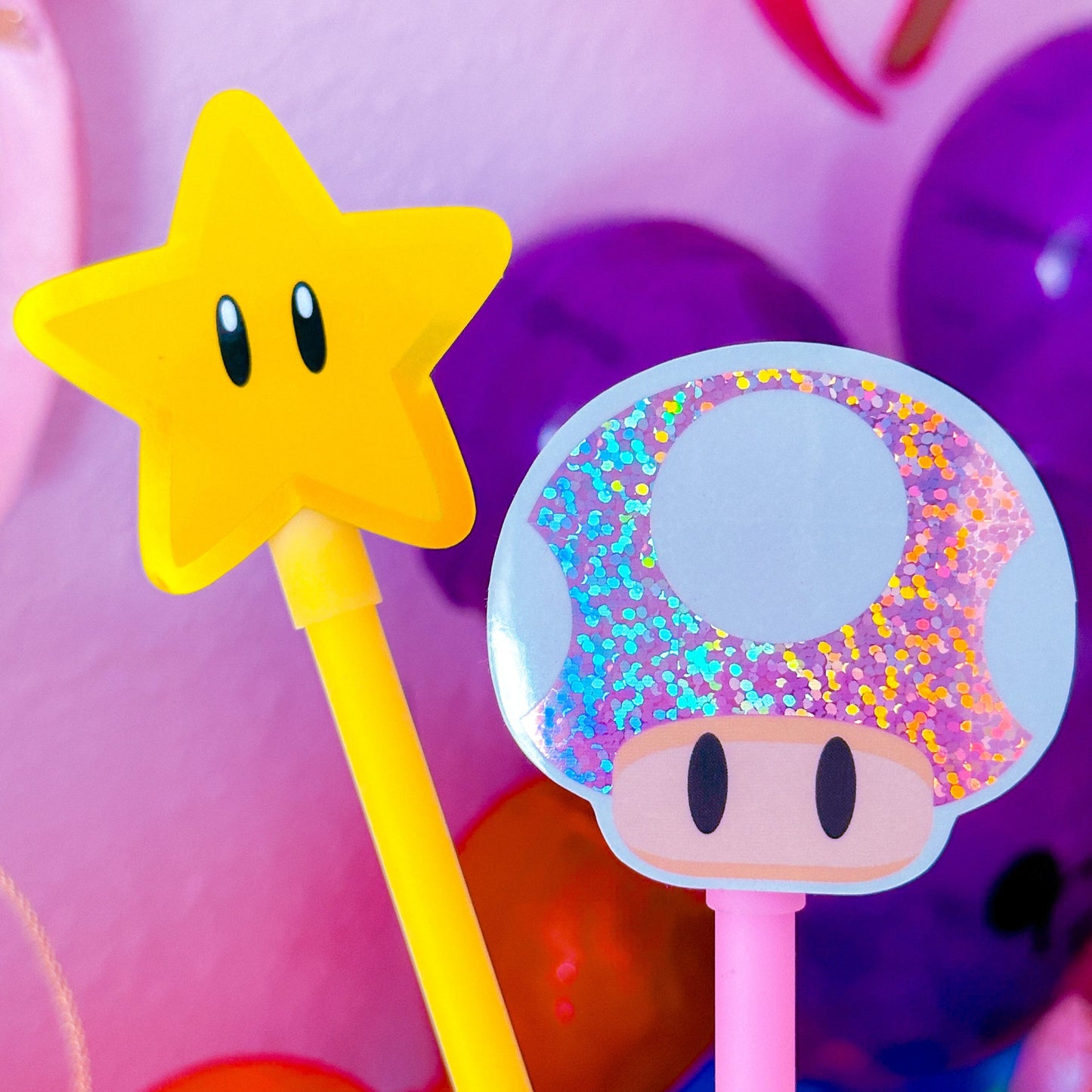 Glitter Waterproof Sticker - Kawaii Gamer