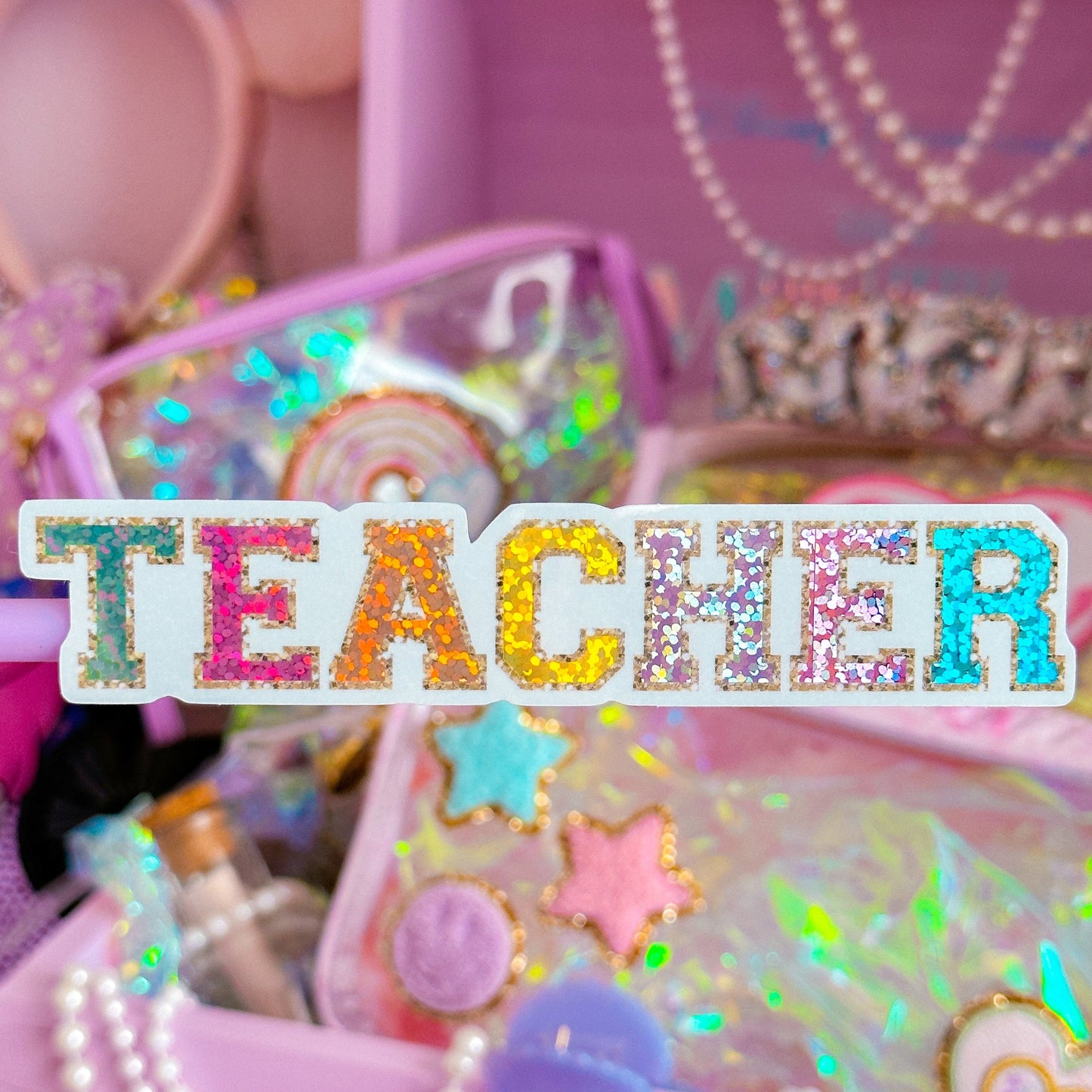 Waterproof Sticker - Varsity Letter "TEACHER"